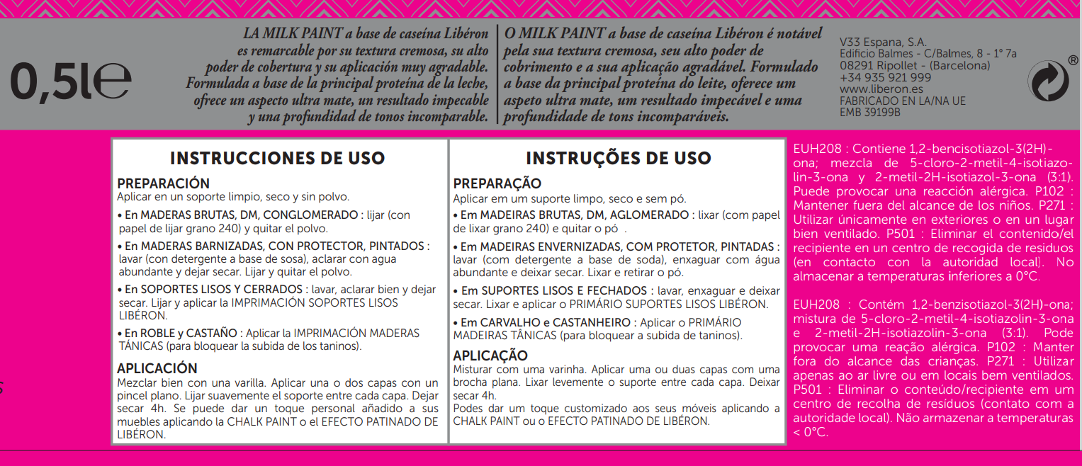 Pintura para mueble LIBÉRON Milk Paint en color marfil mate para aplicar sobre madera 500 ml - 4