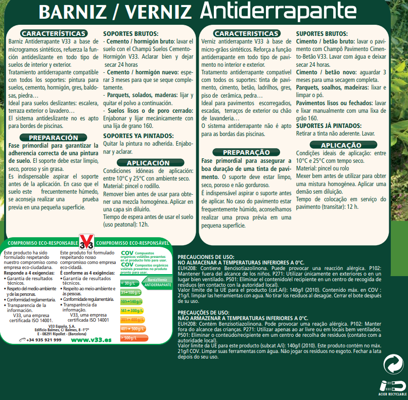 Verniz anti deslizante para chão V33 INCOLOR 2.5L - 5