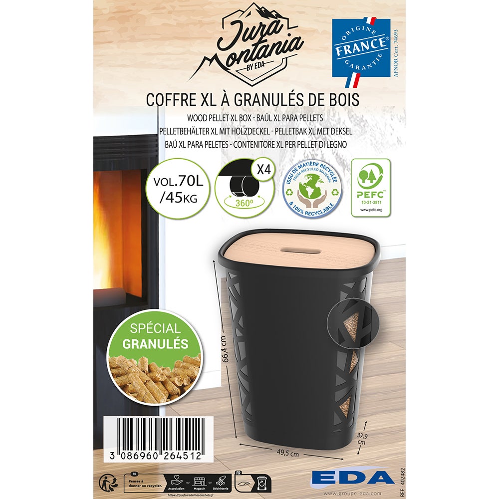 Coffre à Granulés 70L EDA XL avec roulettes 49,6 x 37,9 x H.66,4 cm - 8