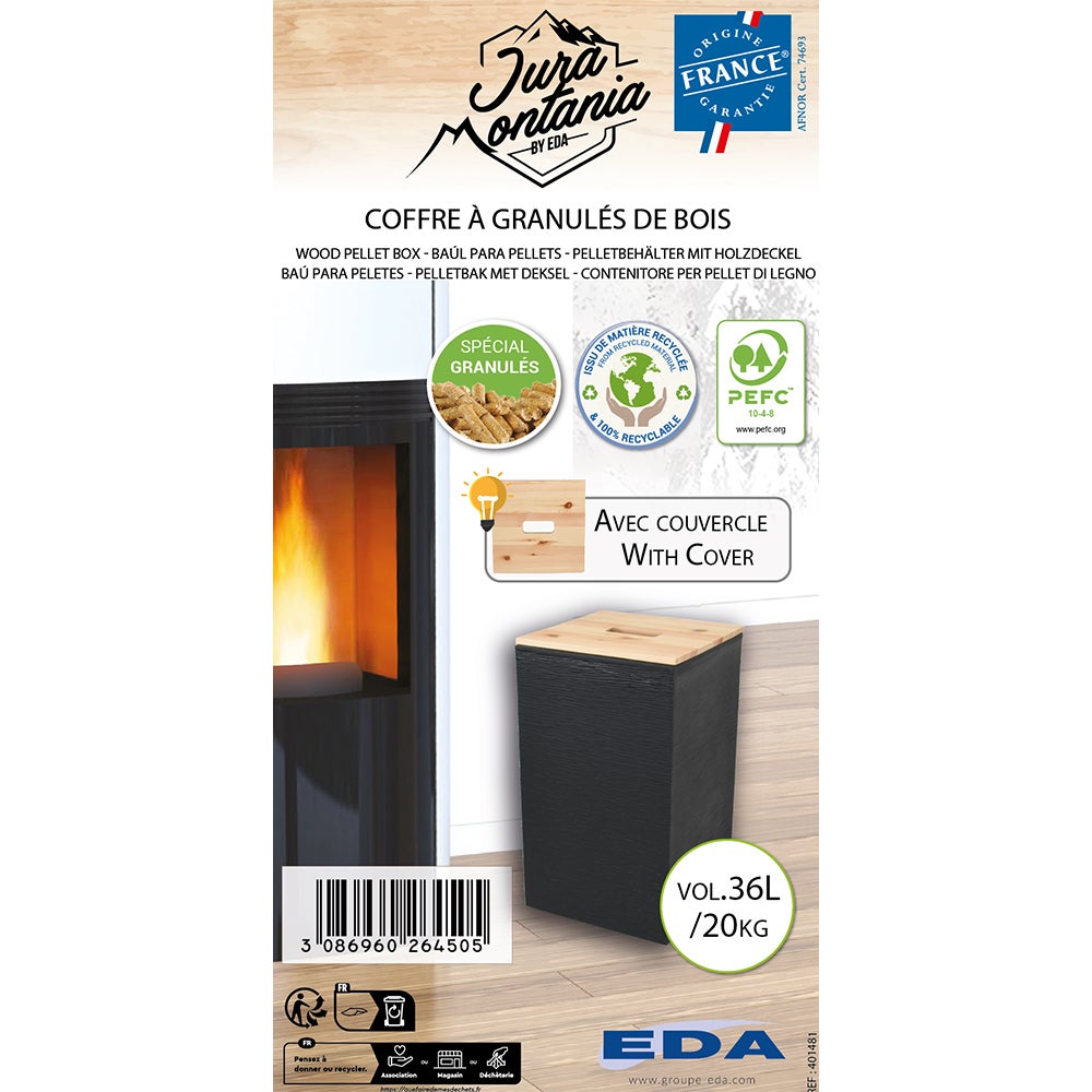 Coffre à Granulés 36L EDA carré Stone 29,5 x 29,5 x H.50,6 cm - 3