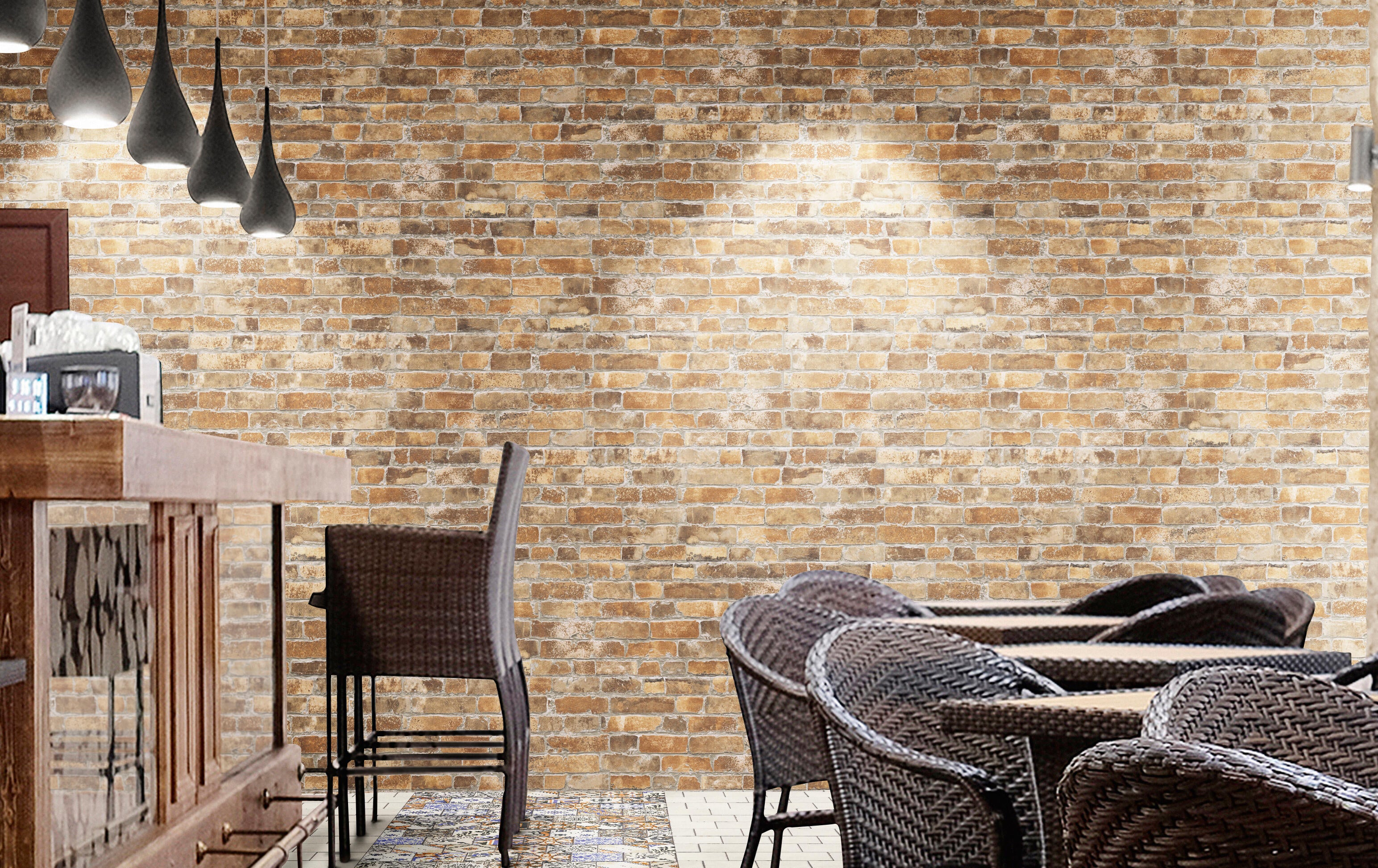 Azulejo porcelánico manhattan efecto ladrillo ocre 31x56 cm