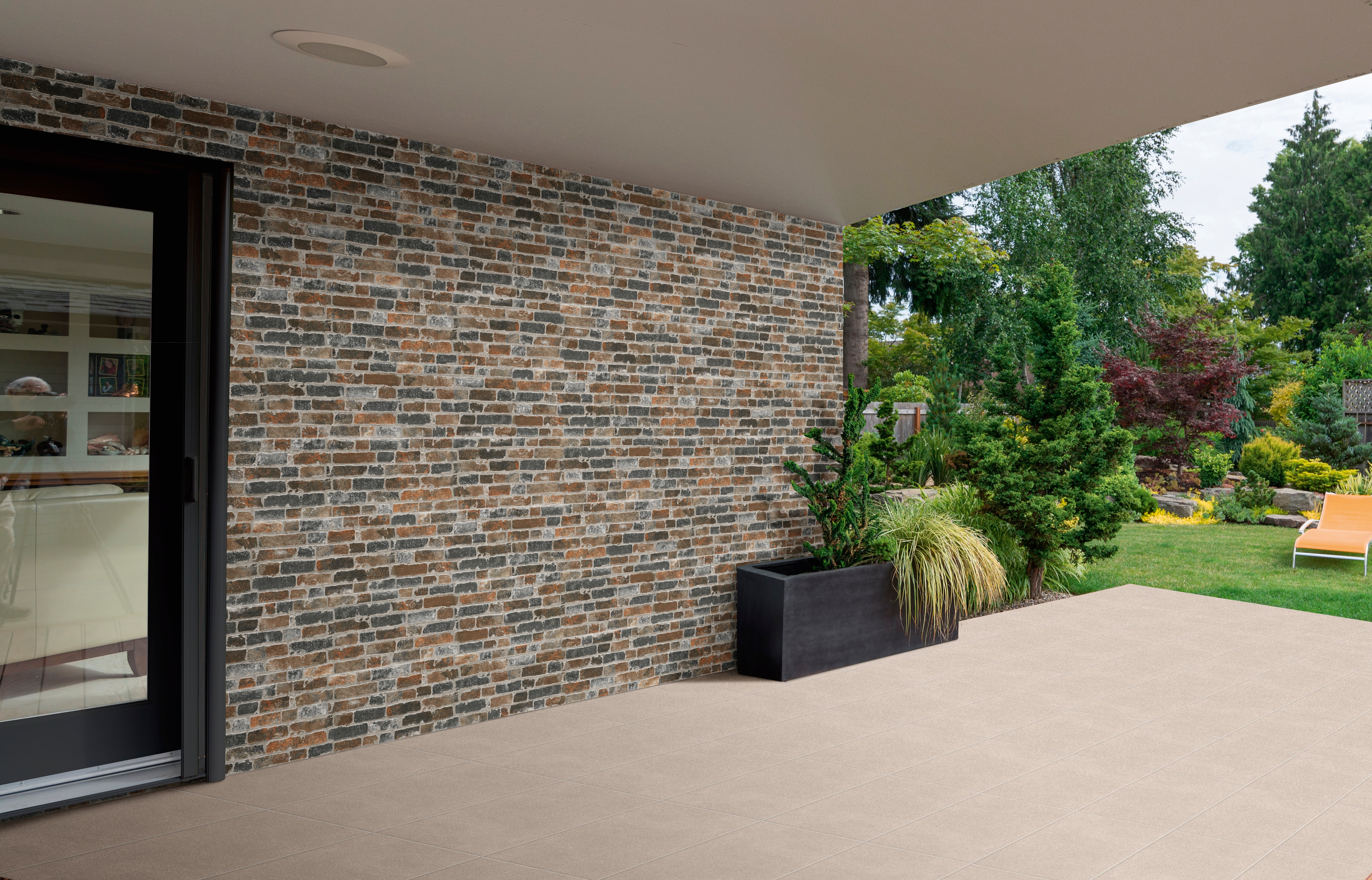 Azulejo porcelánico manhattan efecto ladrillo marrón 31x56 cm