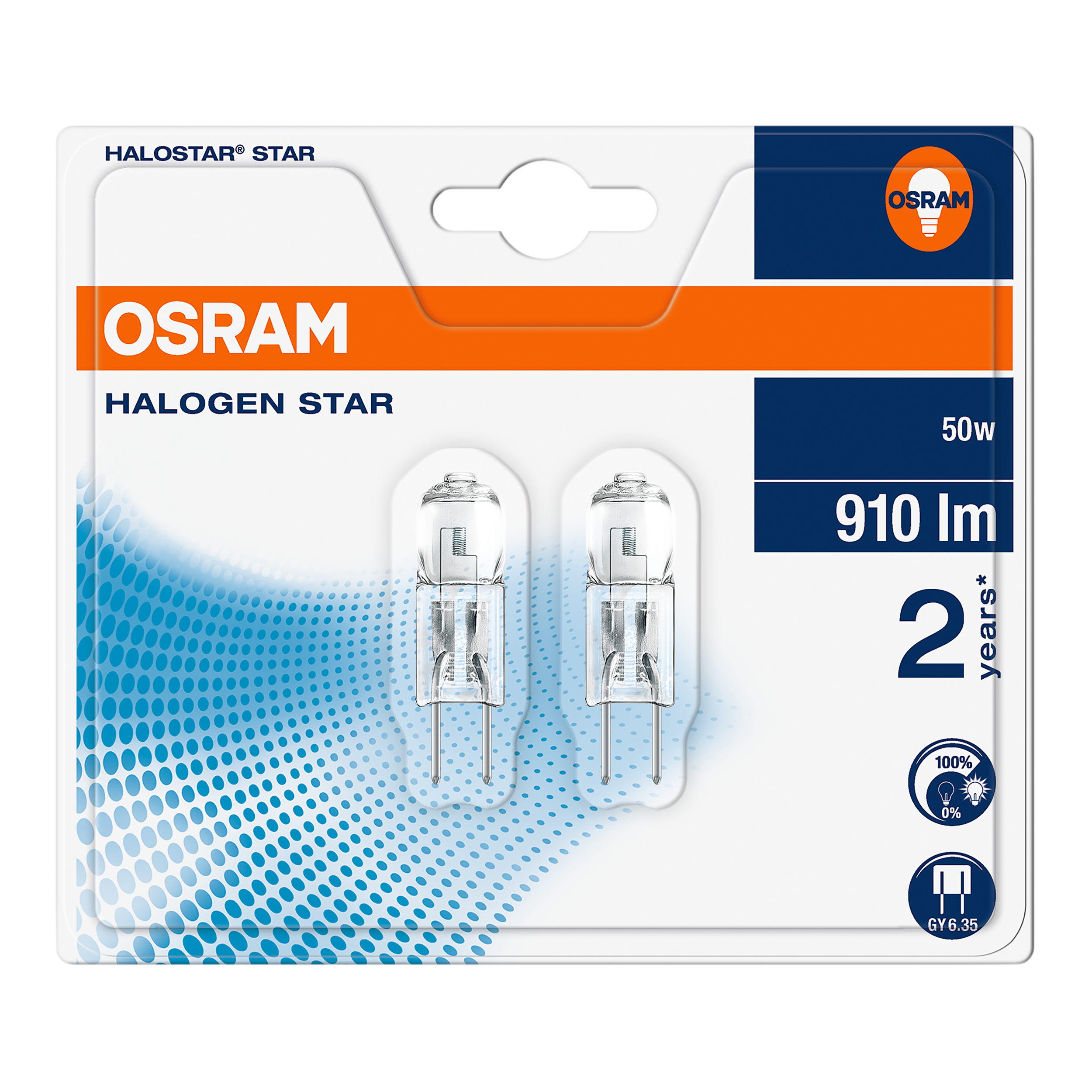 Żarówka halogenowa GY6.35 2 szt. 50 W 910 lm Ciepła biel Osram - 3