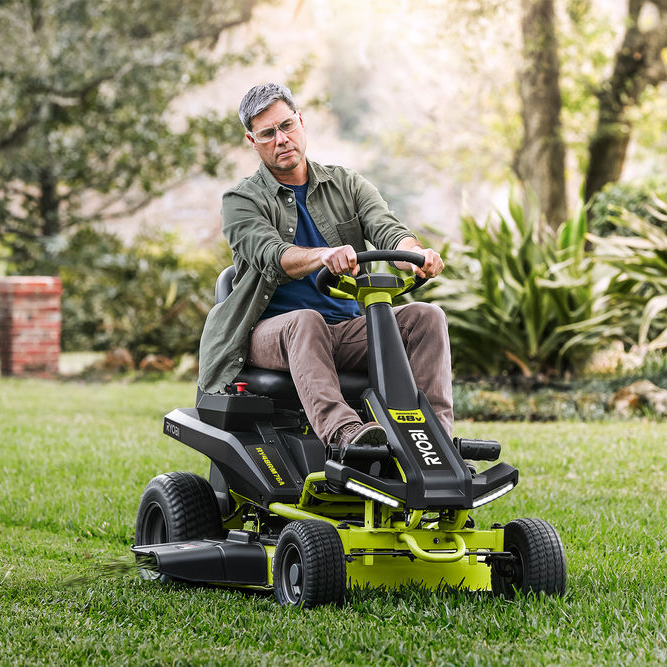 Tondeuse autoportée rider RYOBI 48RM76A 48V, l.76 cm avec batterie 50 AH Leroy Merlin