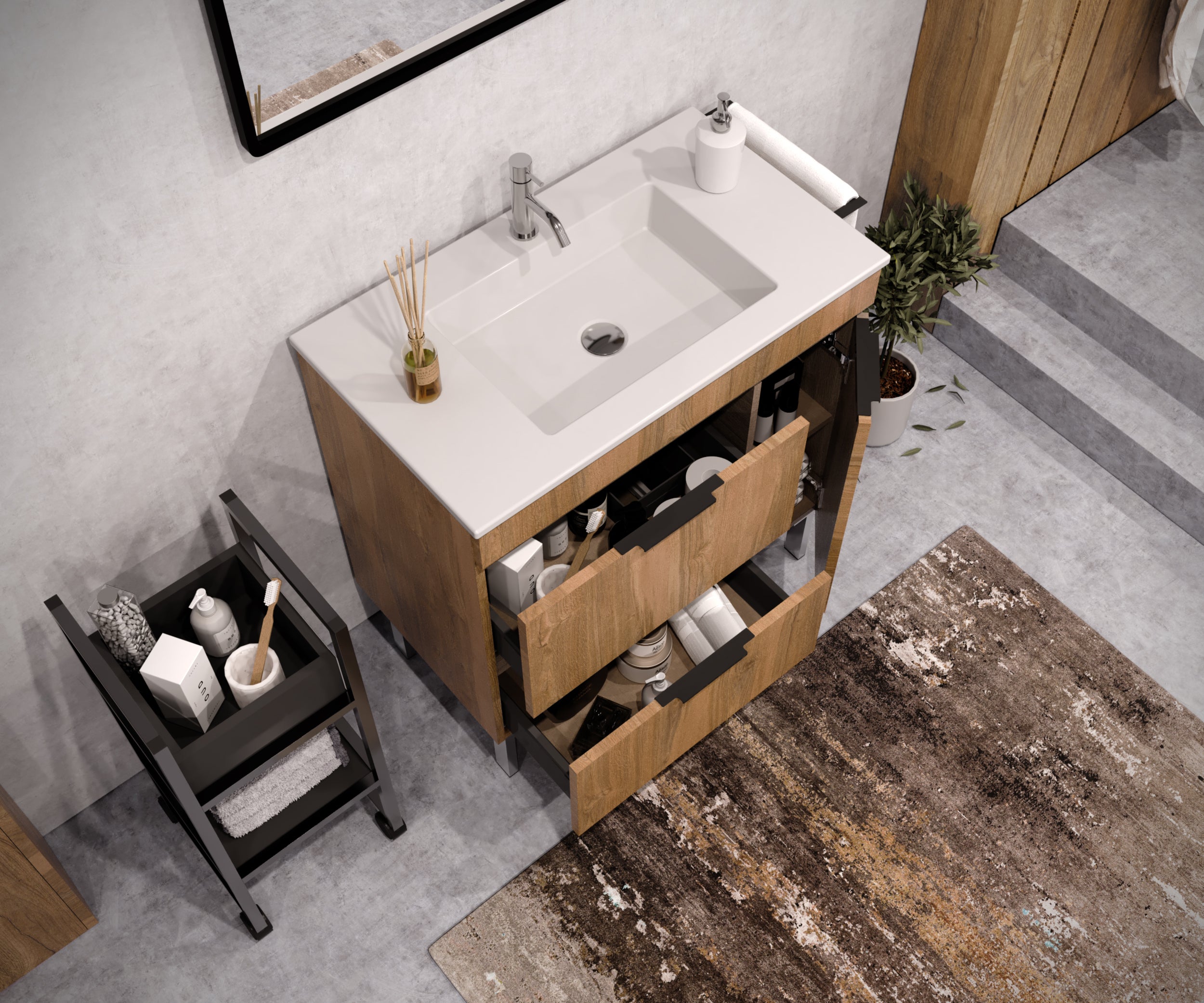 Móvel de casa de banho 80X45X84 cm carvalho Luca - 3