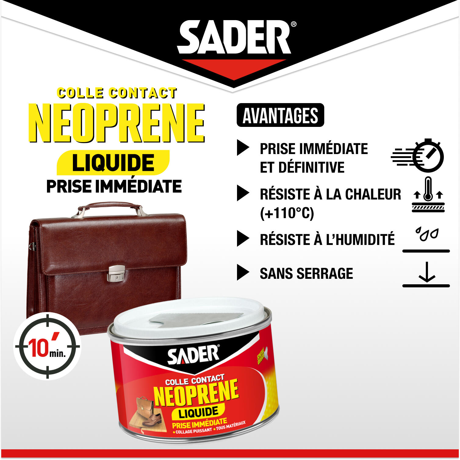 Colle d'assemblage liquide néoprène SADER Liquide multi-usages beige, 250ml - 4