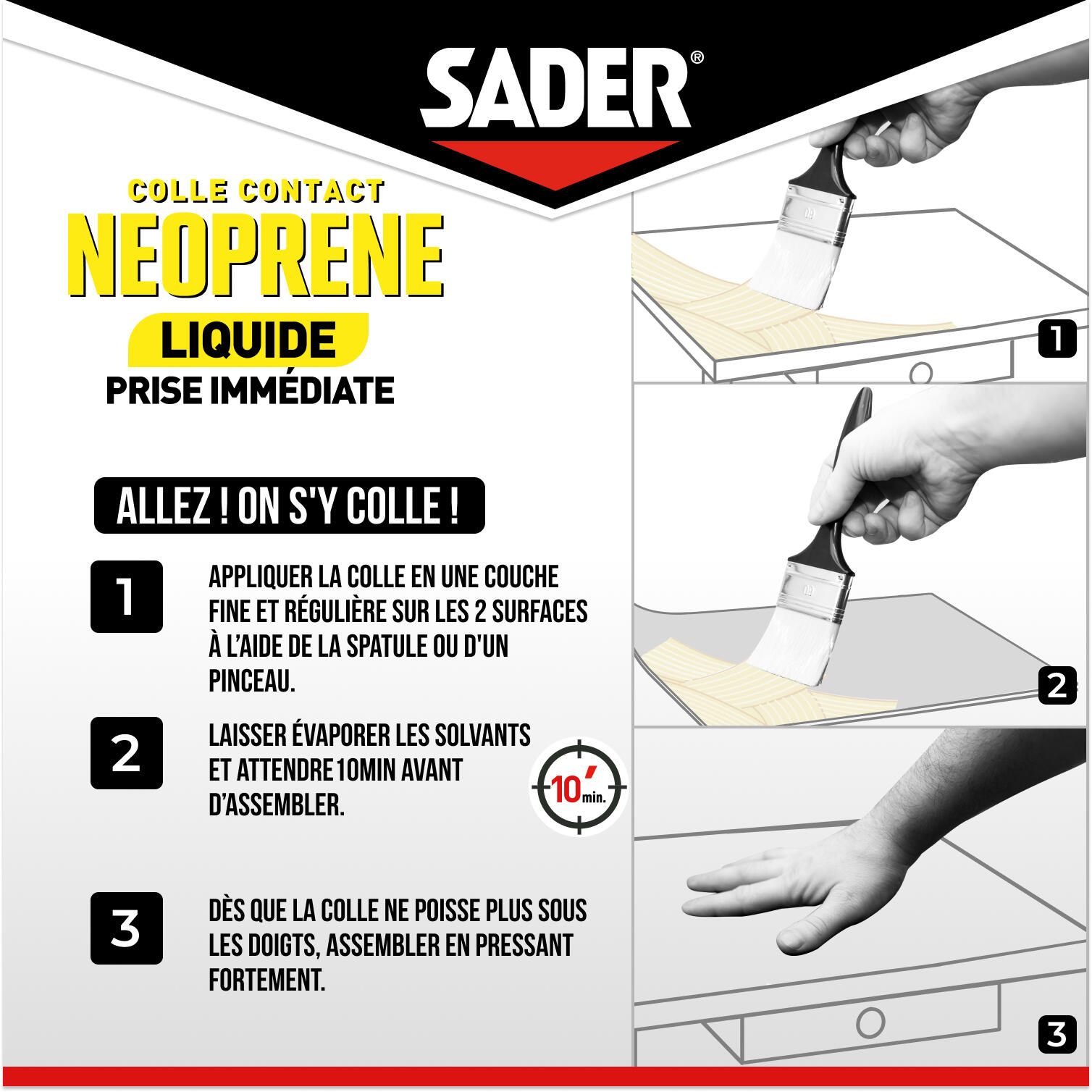 Colle d'assemblage liquide néoprène SADER Liquide multi-usages beige, 250ml - 3