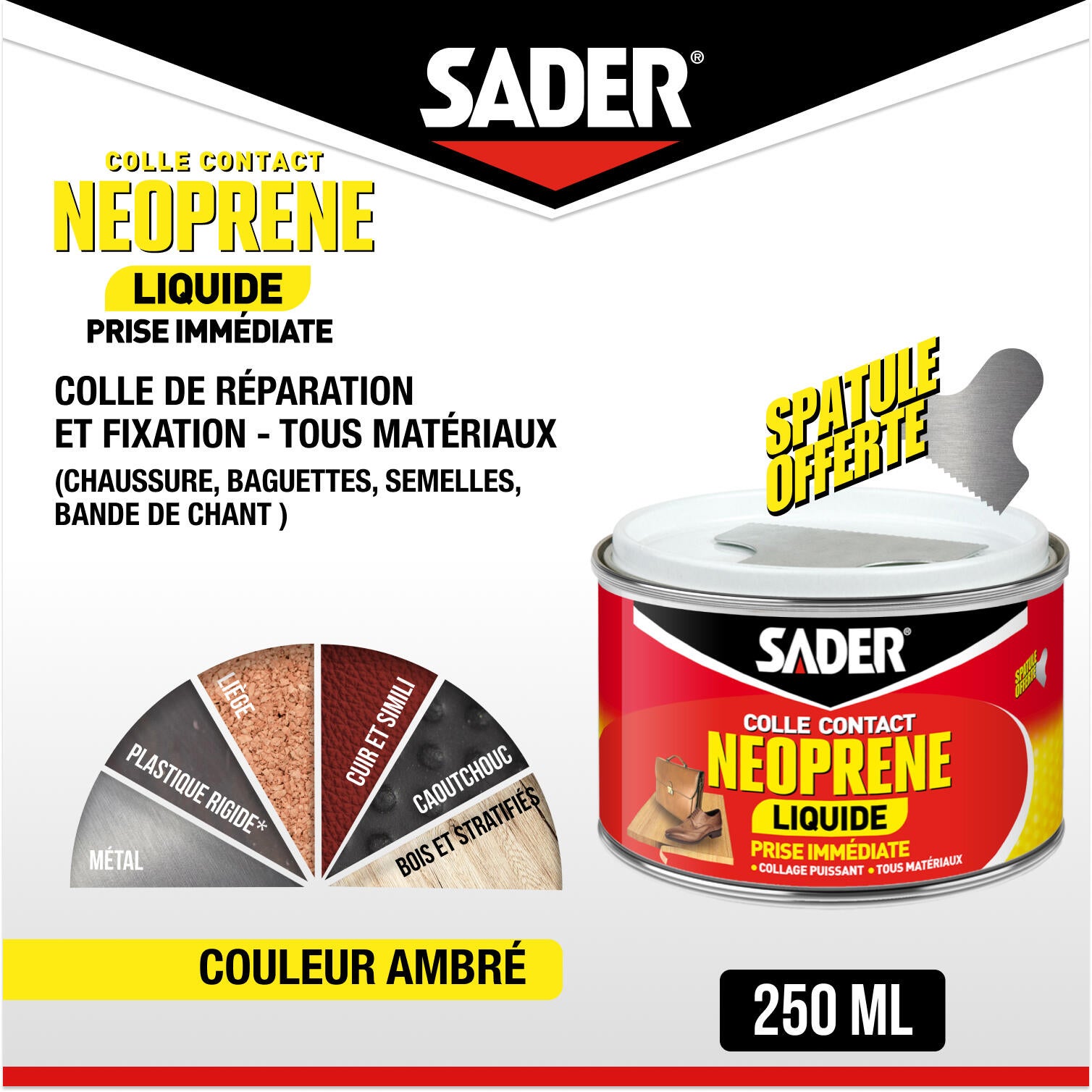 Colle d'assemblage liquide néoprène SADER Liquide multi-usages beige, 250ml - 2