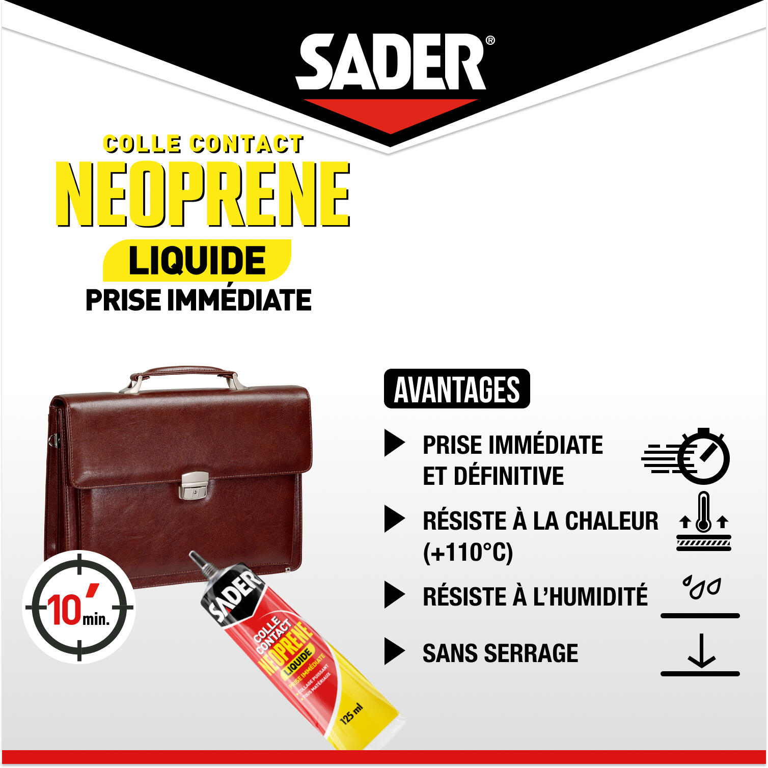 Colle d'assemblage liquide néoprène Liquide multi-usages SADER, 125ml beige - 4