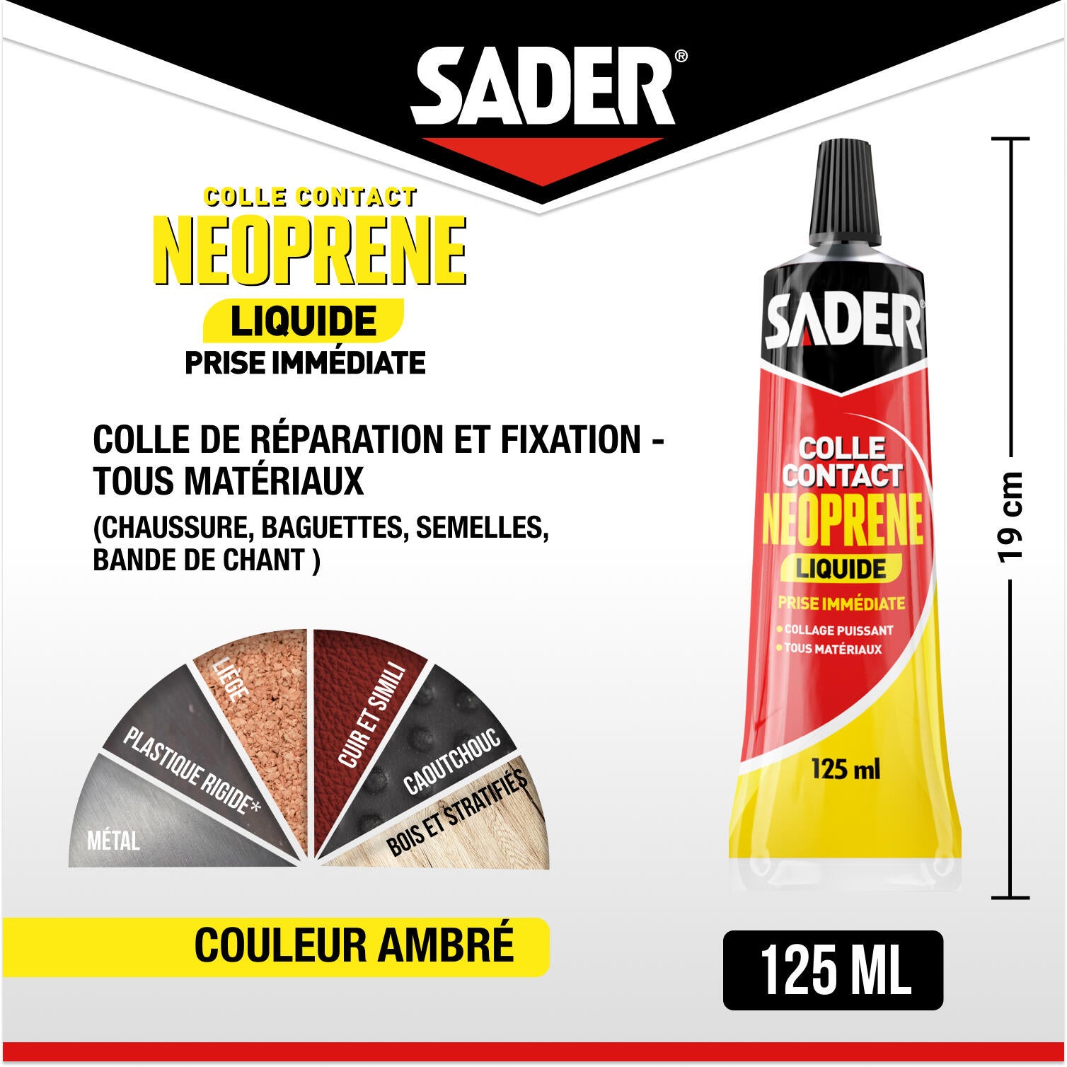 Colle d'assemblage liquide néoprène Liquide multi-usages SADER, 125ml beige - 2