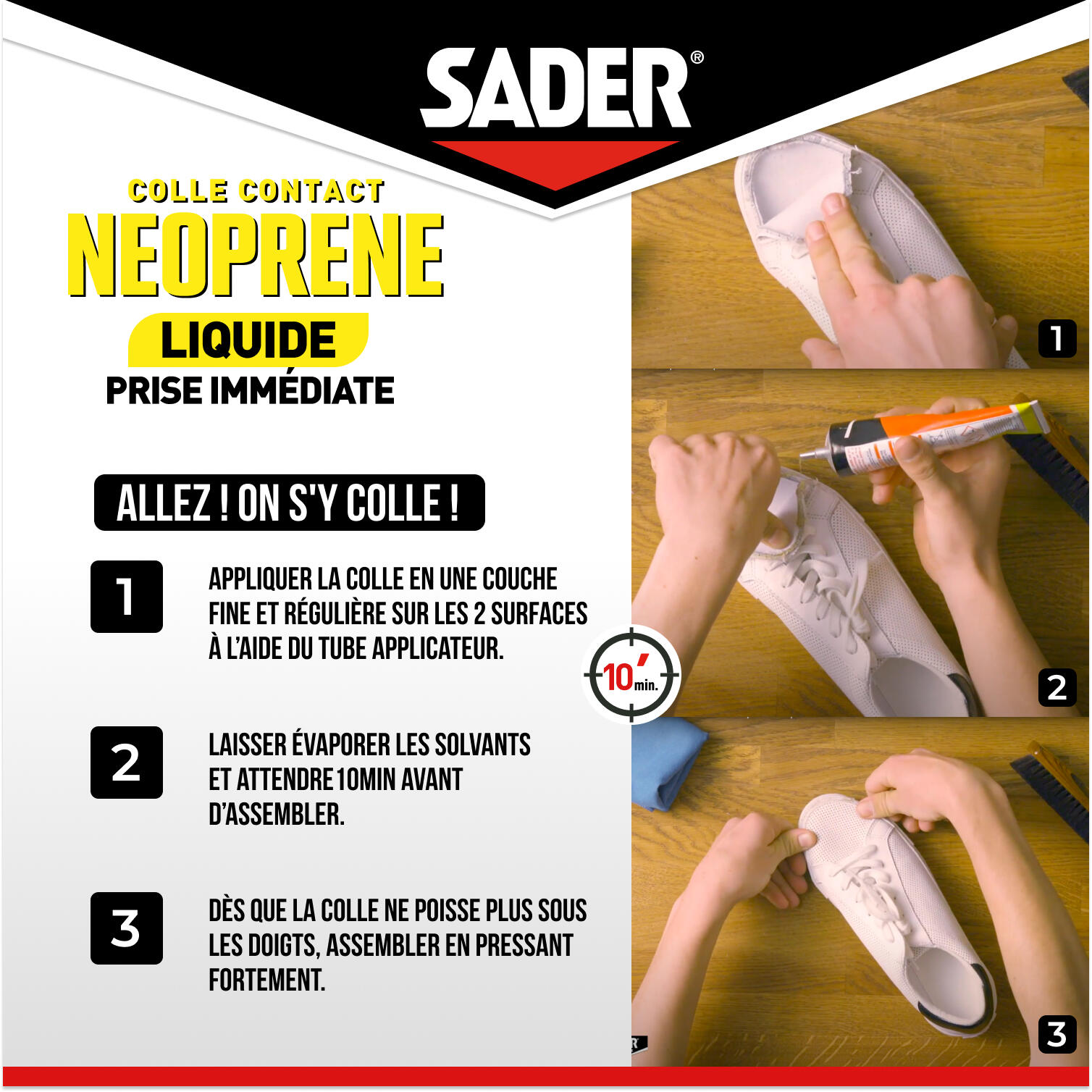 Colle d'assemblage liquide néoprène Liquide multi-usages SADER, 125ml beige - 3