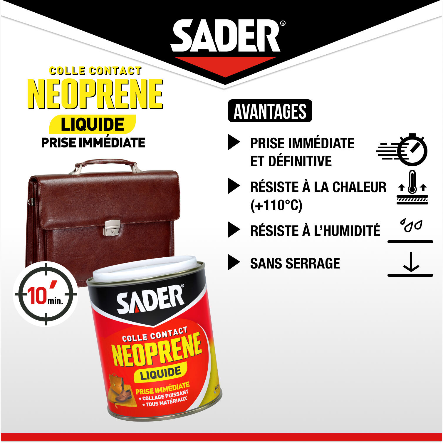 Colle d'assemblage liquide néoprène SADER Liquide multi-usages beige, 750ml - 4