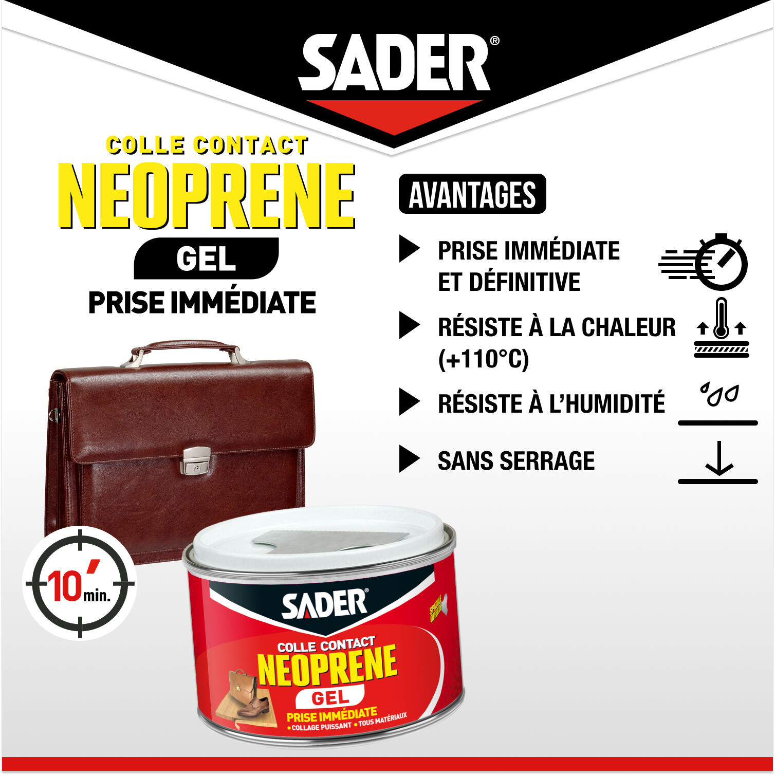 Colle d'assemblage gel néoprène Gel multi-usages SADER, 250ml beige - 4