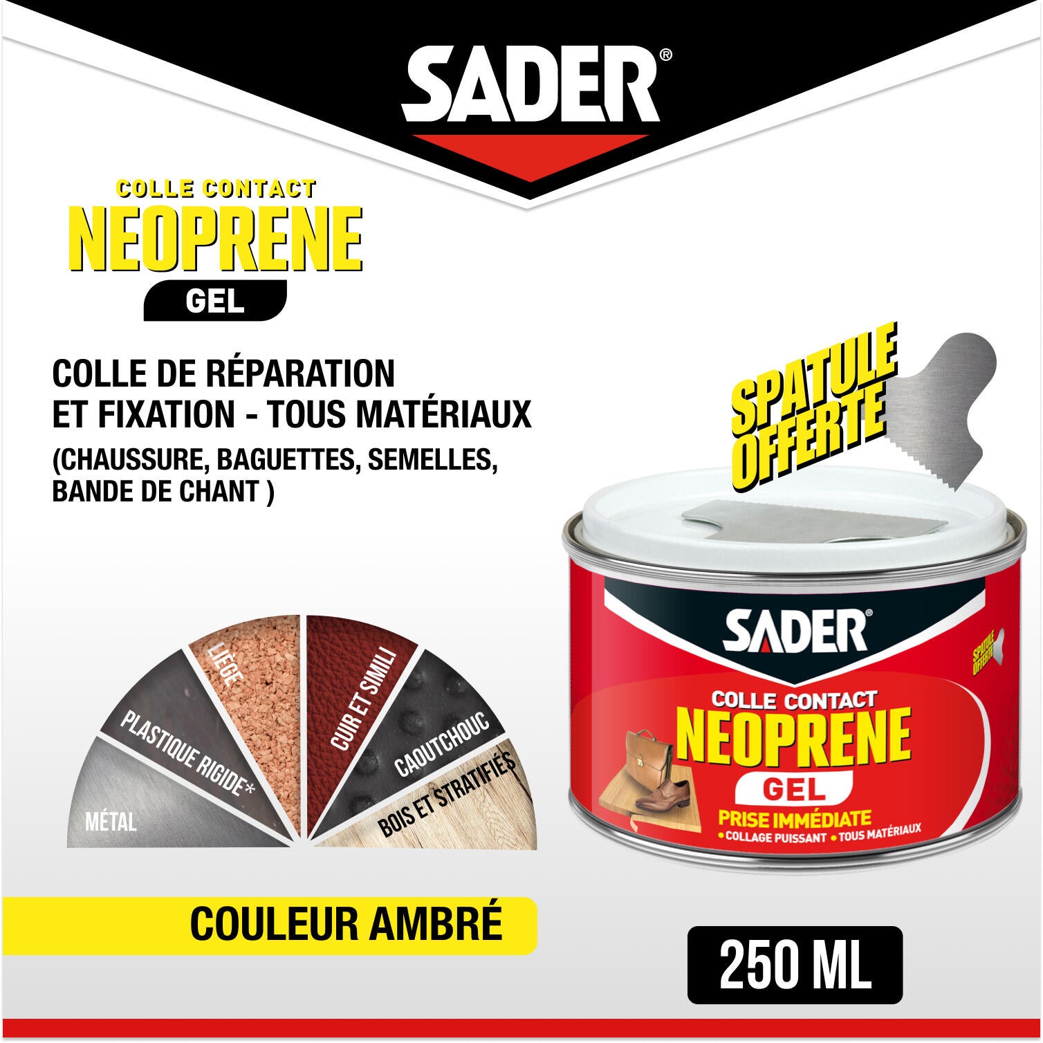 Colle d'assemblage gel néoprène Gel multi-usages SADER, 250ml beige - 2