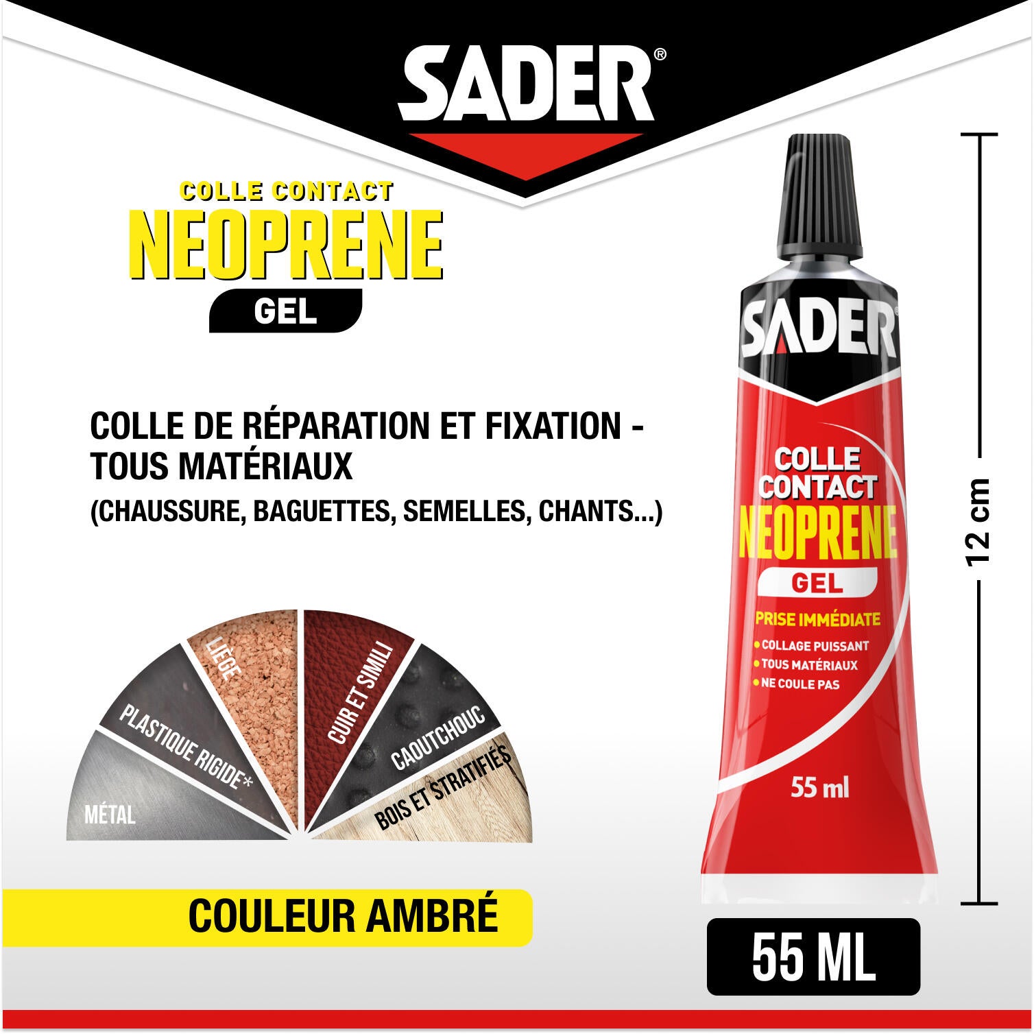 Colle d'assemblage gel néoprène SADER Gel multi-usages beige, 55ml - 2
