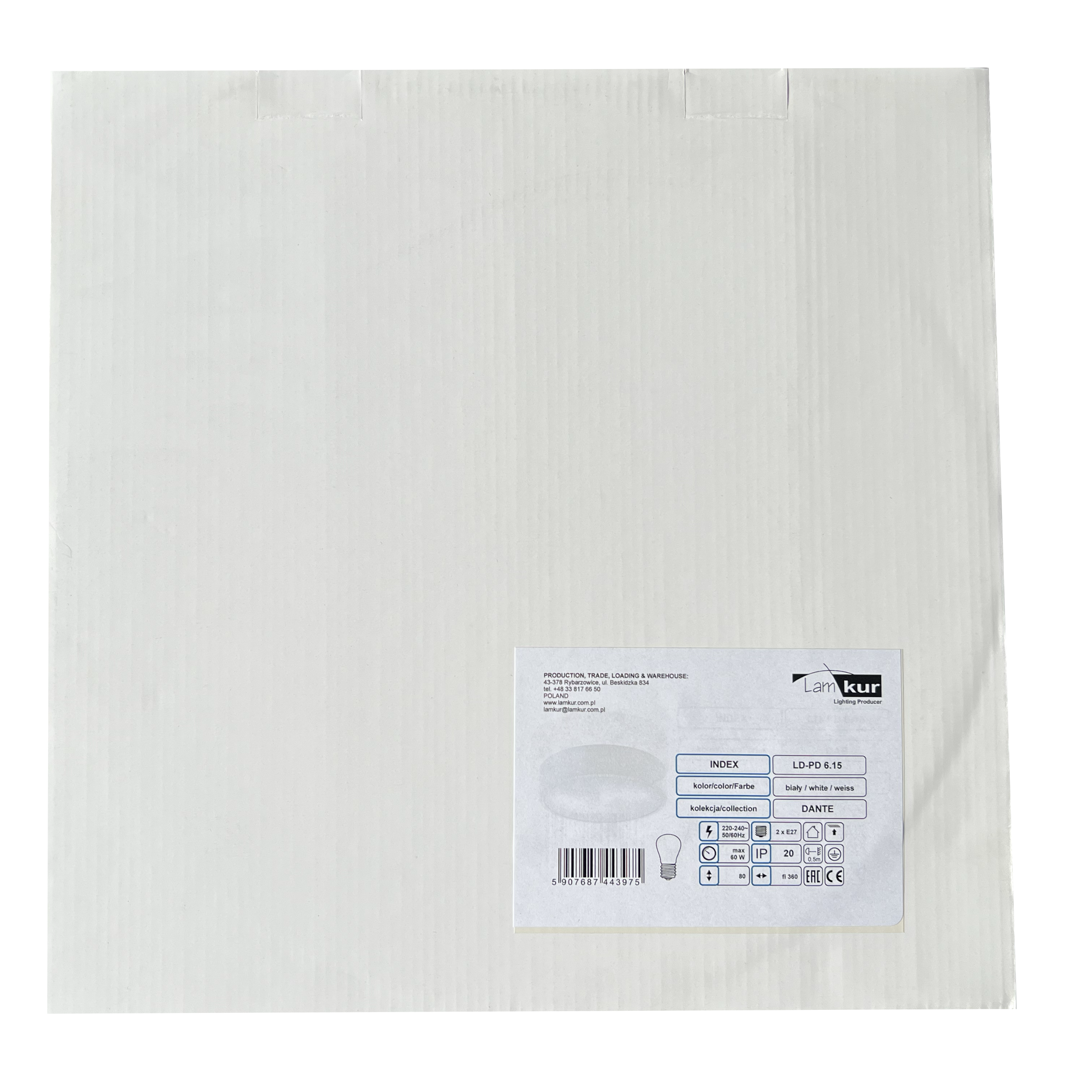 Plafon Dante biały 2 x E27 36 cm Lamkur - 6