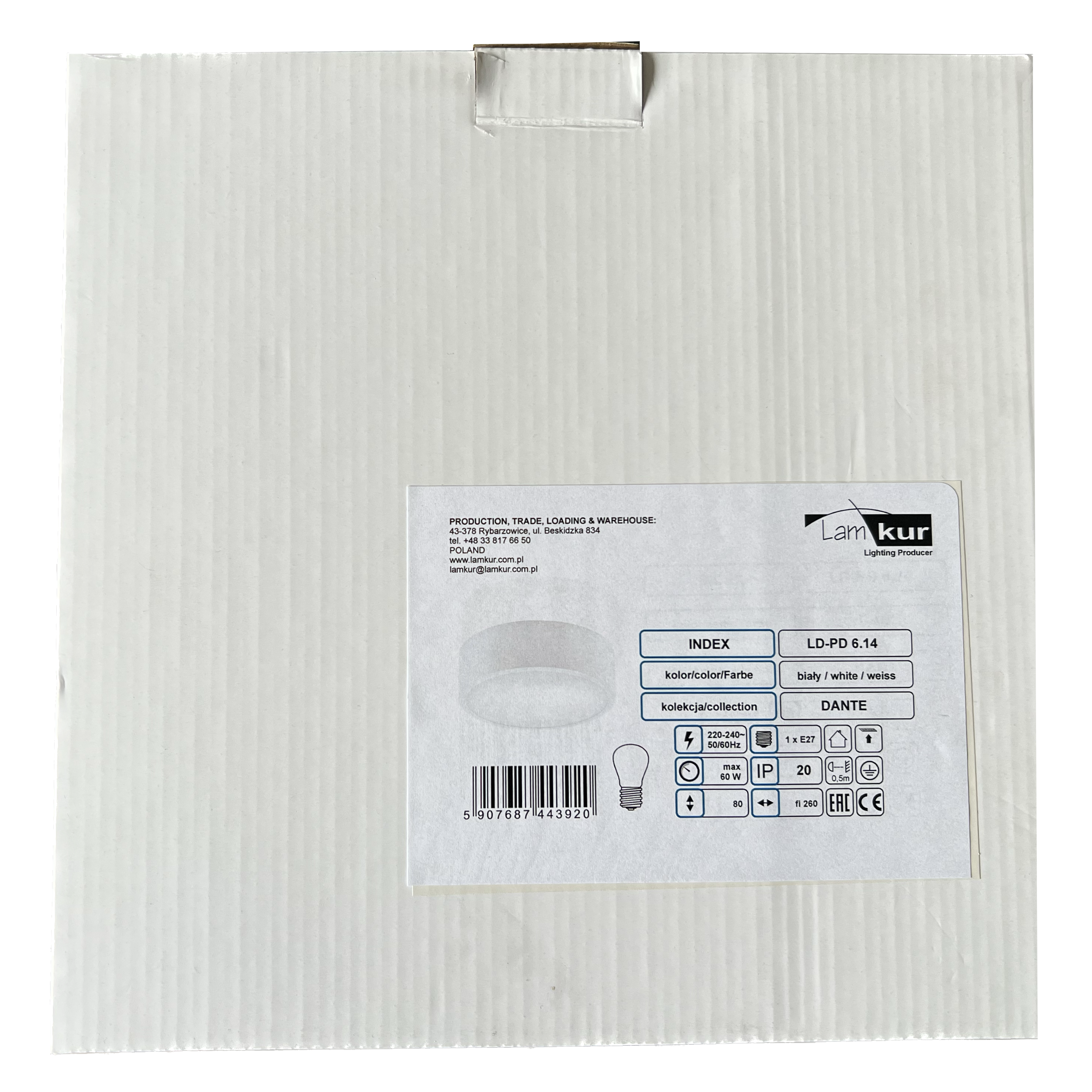 Plafon Dante biały E27 26 cm Lamkur - 8