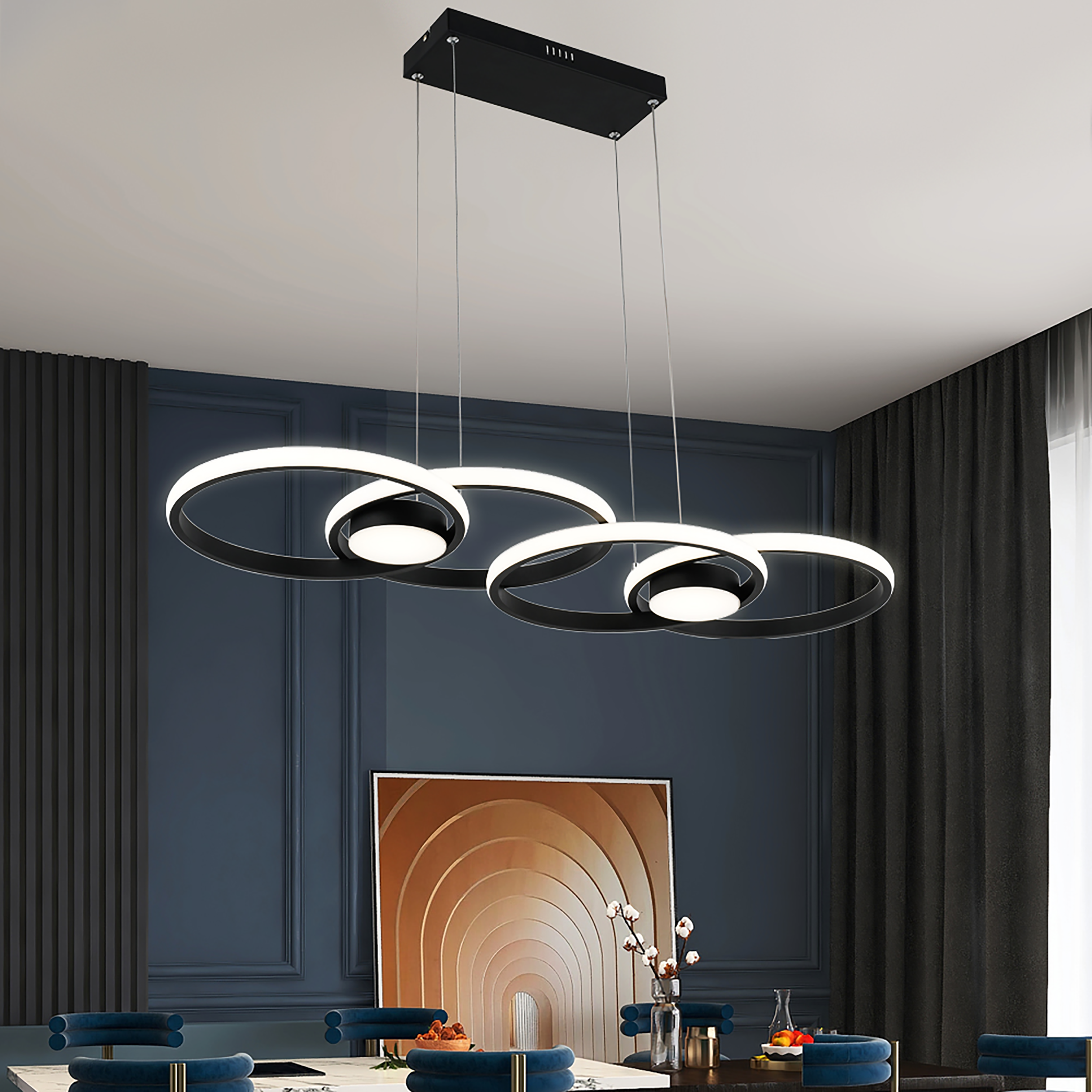 Lampa wisząca Audia czarna LED Reality - 2