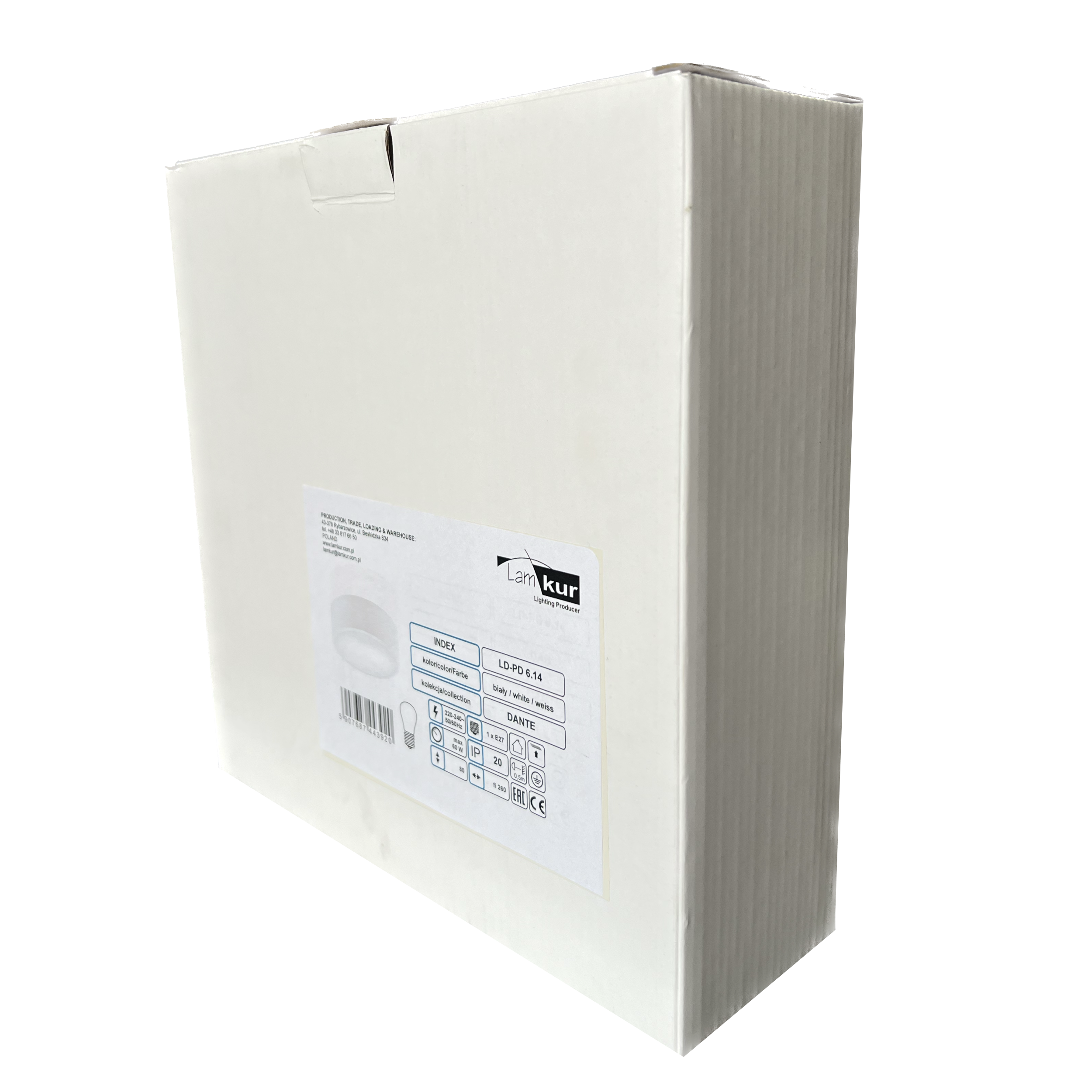 Plafon Dante biały E27 26 cm Lamkur - 7