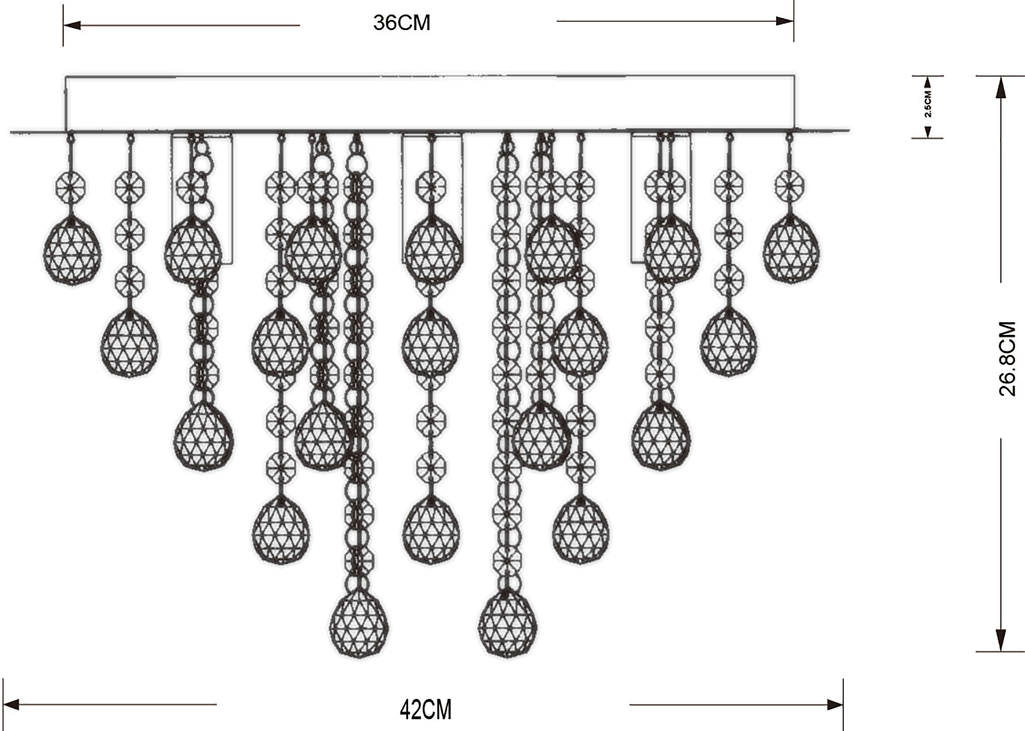 Lampa sufitowa Lancaster Crystal 5 x E14 czarna Reality - 3