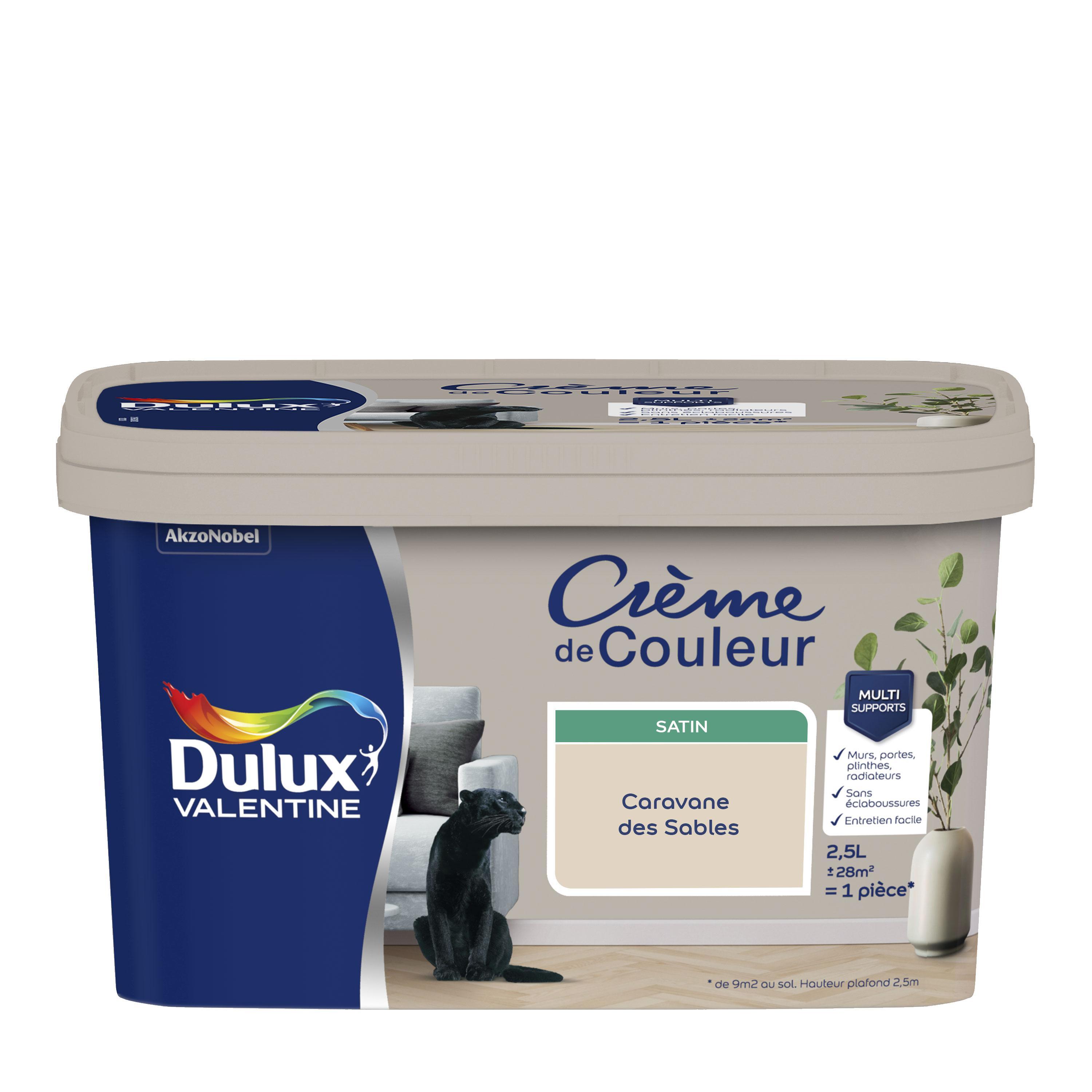 Peinture mur caravane des sables satin DULUX VALENTINE Crème de couleur 2.5l - 9