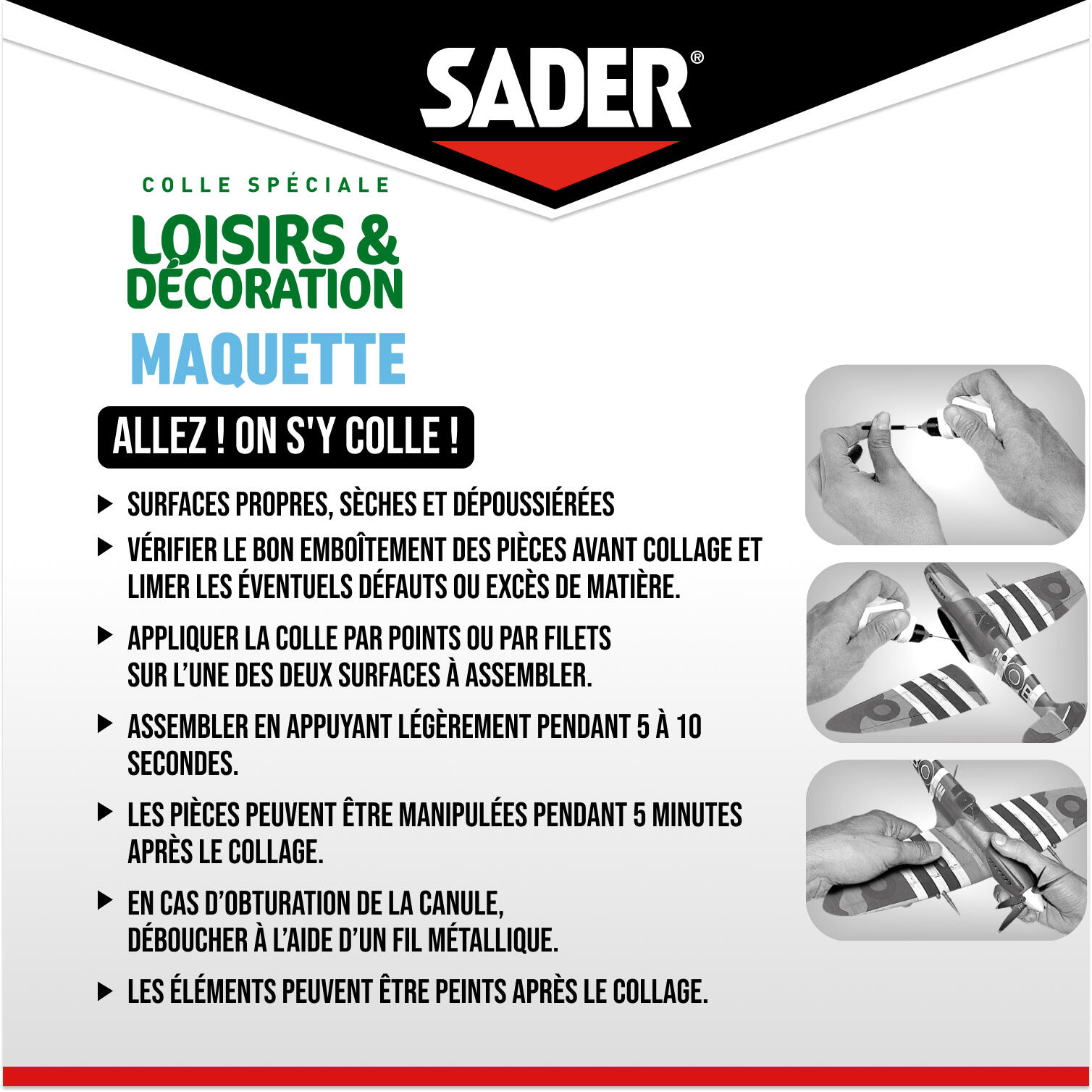Colle de fixation MS polymère Loisirs décoration maquette SADER, 30 ml transp - 3