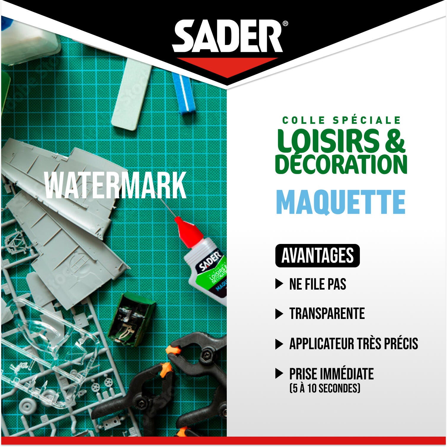 Colle de fixation MS polymère Loisirs décoration maquette SADER, 30 ml transp - 2
