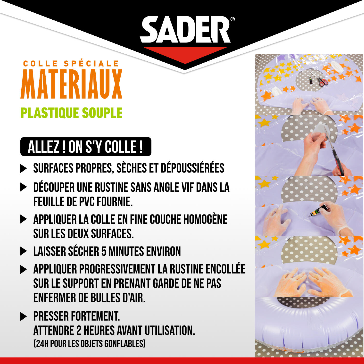 Colle d'assemblage liqui polyuréthane SADER Spécial plastique souple transp 12ml - 4