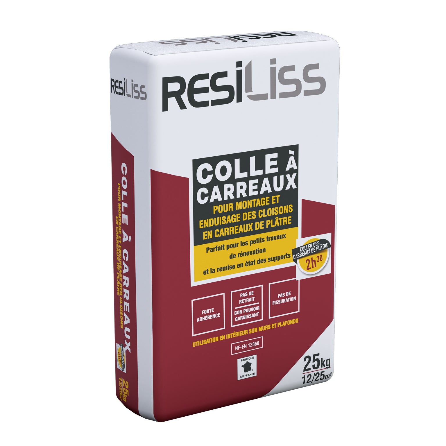 Colle carreaux de plâtre standard et hydro RESILISS, poudre RESI blanc — free download