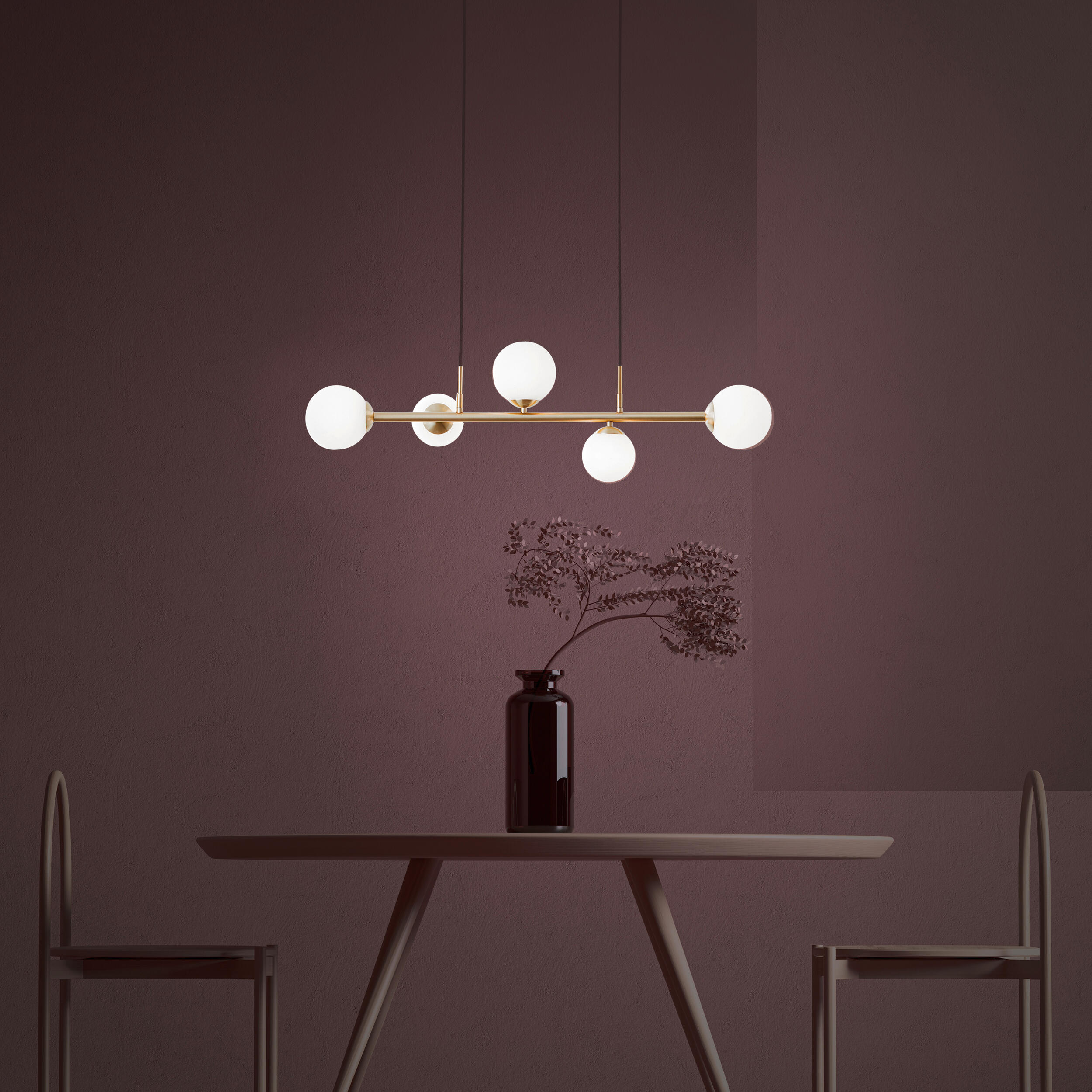 Candeeiro de teto suspenso CALLAS 5L G9 88cm latão inspire - 25