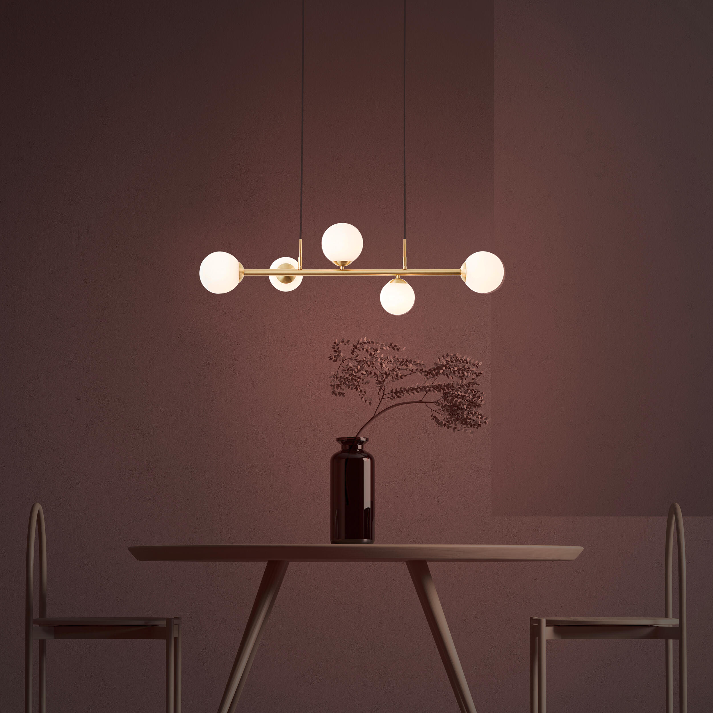 Candeeiro de teto suspenso CALLAS 5L G9 88cm latão inspire - 24