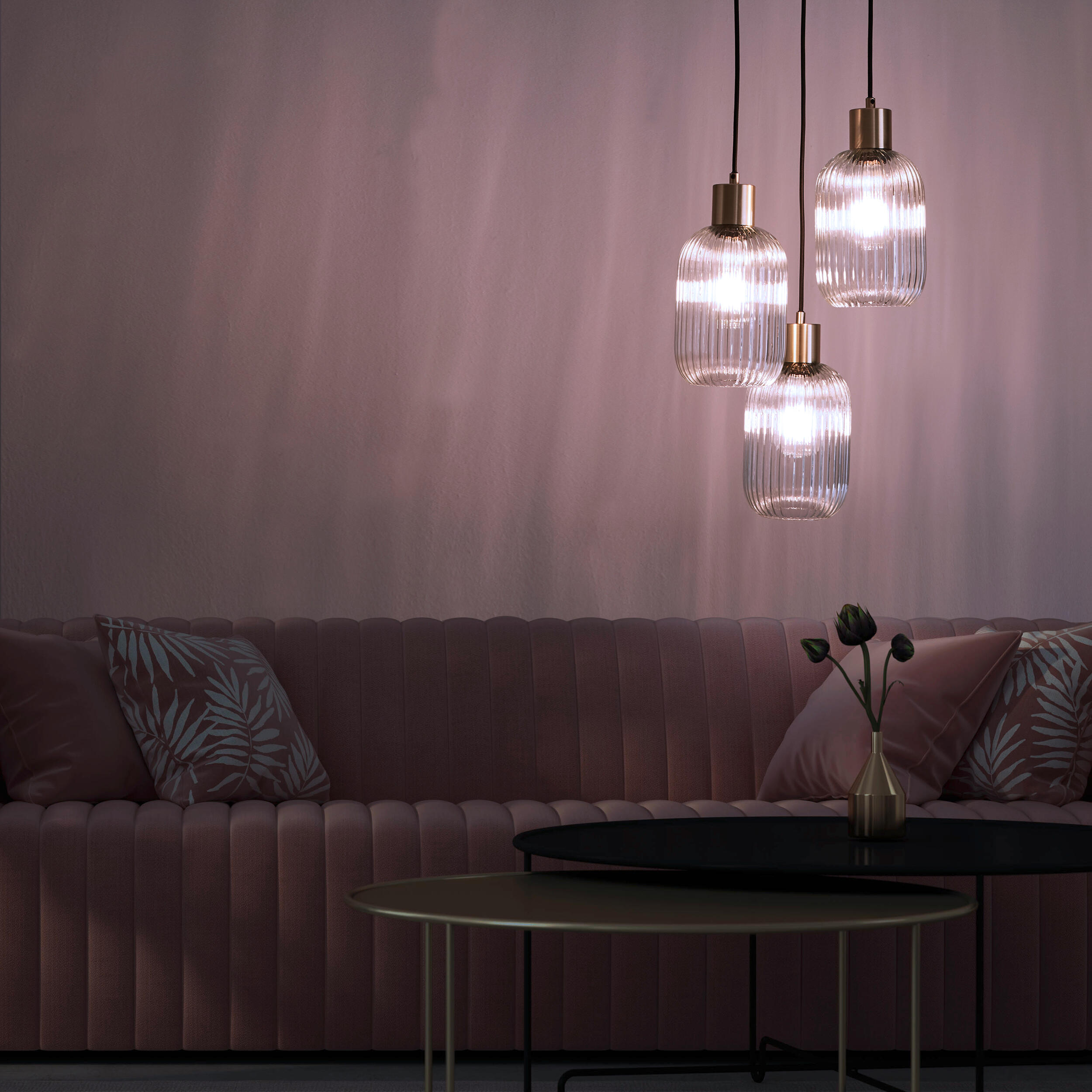 Candeeiro de teto suspenso redondo DIPSY 3 luzes E27 D25cm vidro inspire - 23