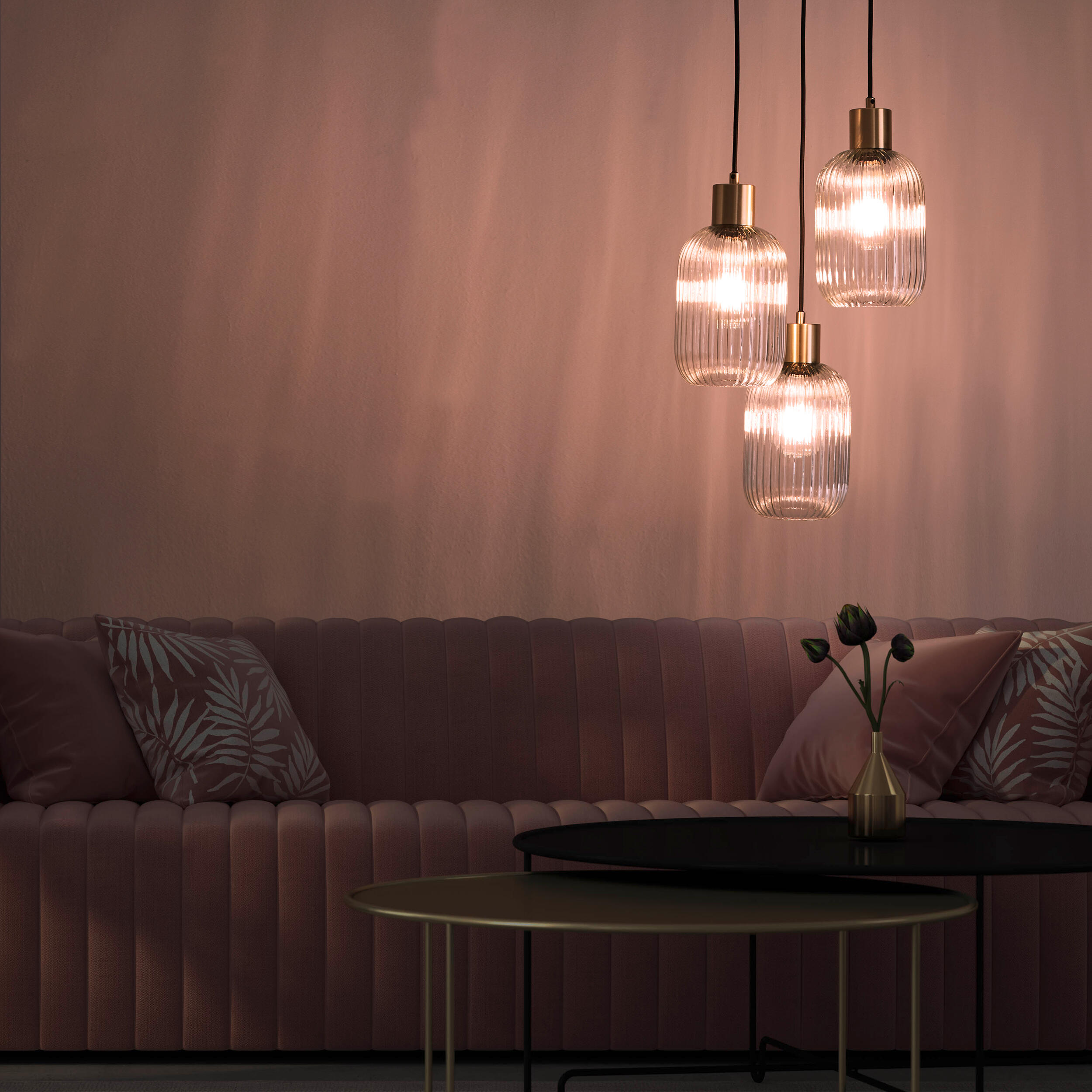 Candeeiro de teto suspenso redondo DIPSY 3 luzes E27 D25cm vidro inspire - 22