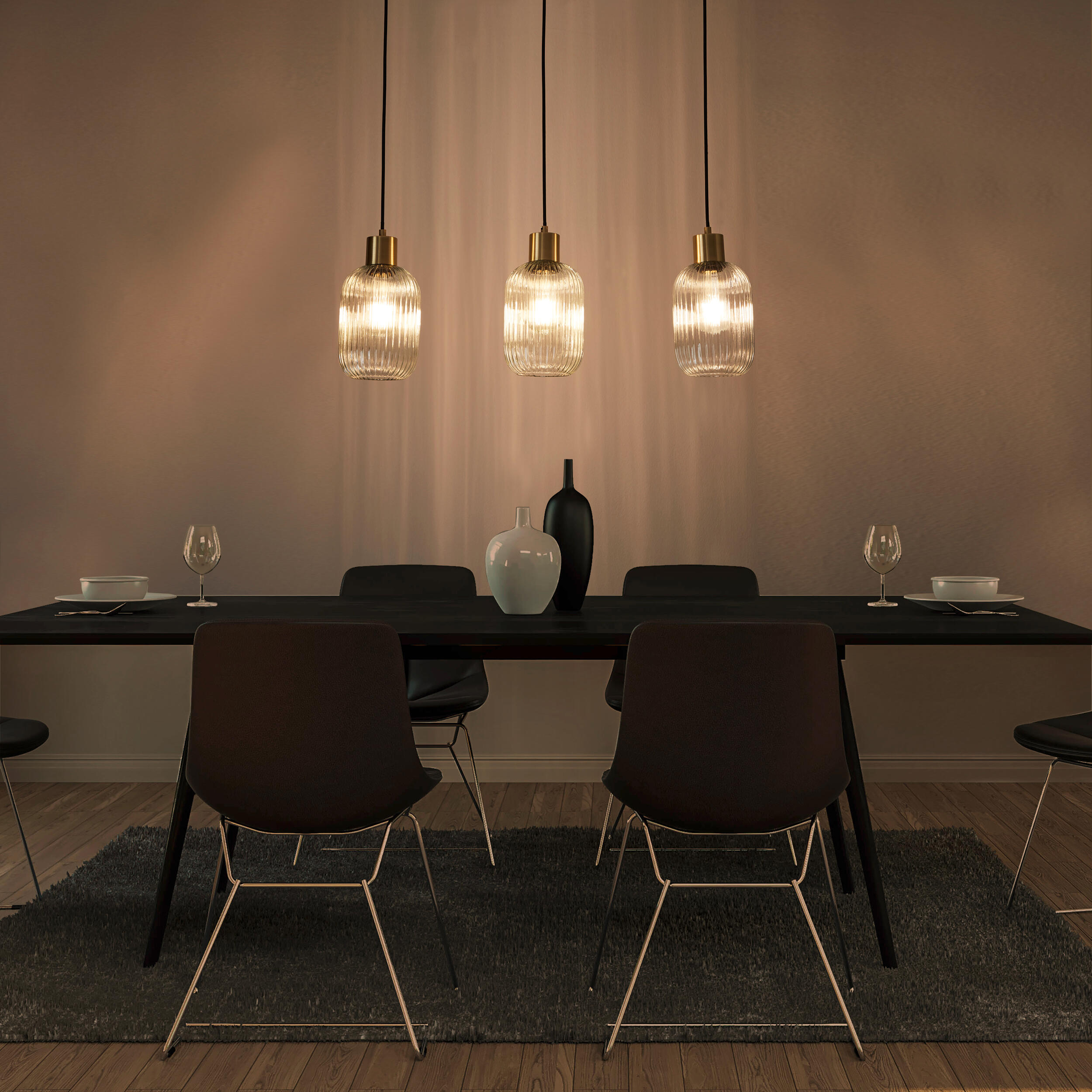 Candeeiro de teto suspenso DIPSY 3 luzes E27 72cm vidro inspire - 24