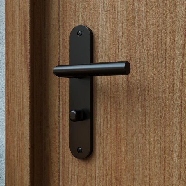 2 Poignées De Porte STAR Trou De Cylindre, Inox Noir Mat Entraxe 195 Mm, Entrée Bureau Garage