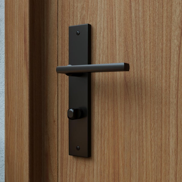 Poignée de porte sur plaque noire entraxe 195 mm à condamnation DAREN x2
