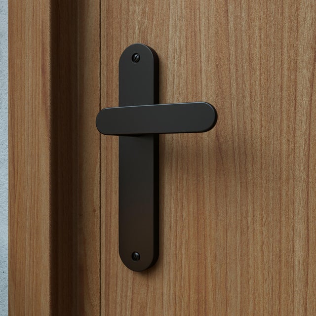 2 poignées sur plaque sans trou Java aluminium noir mat, entraxe 195 mm