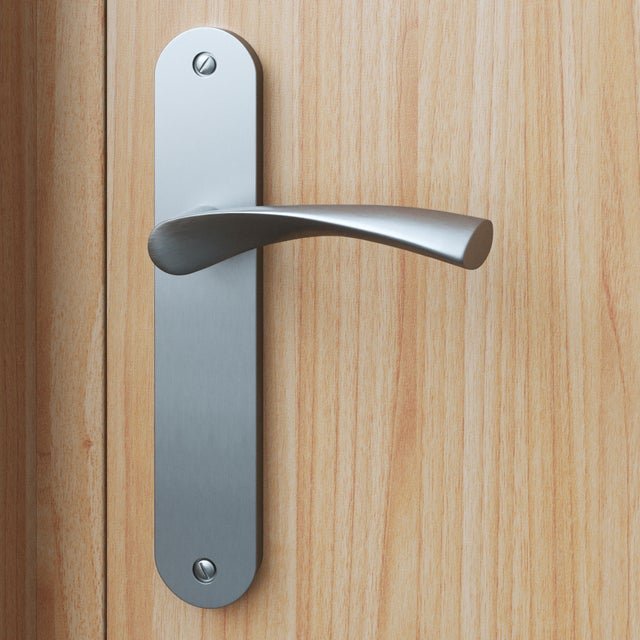 2 poignées sur plaque sans trou Arosa aluminium nickel brillant, entraxe 195 mm
