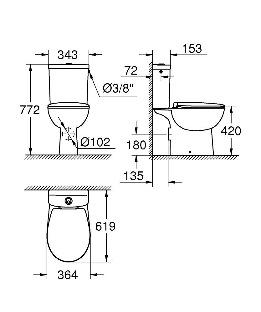 Pack wc à poser avec bride - GROHE Bau Ceramic sortie horizontale - 2