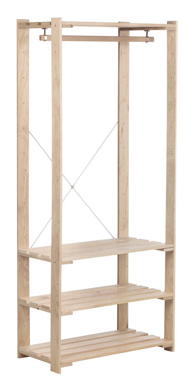 Roupeiro aberto alto madeira natural 76,5x174,5x38,5 cm Astigarraga