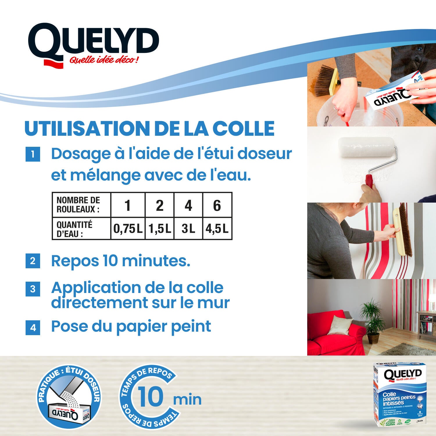 Colle en poudre pour papiers peints intissés QUELYD, 150g - 6