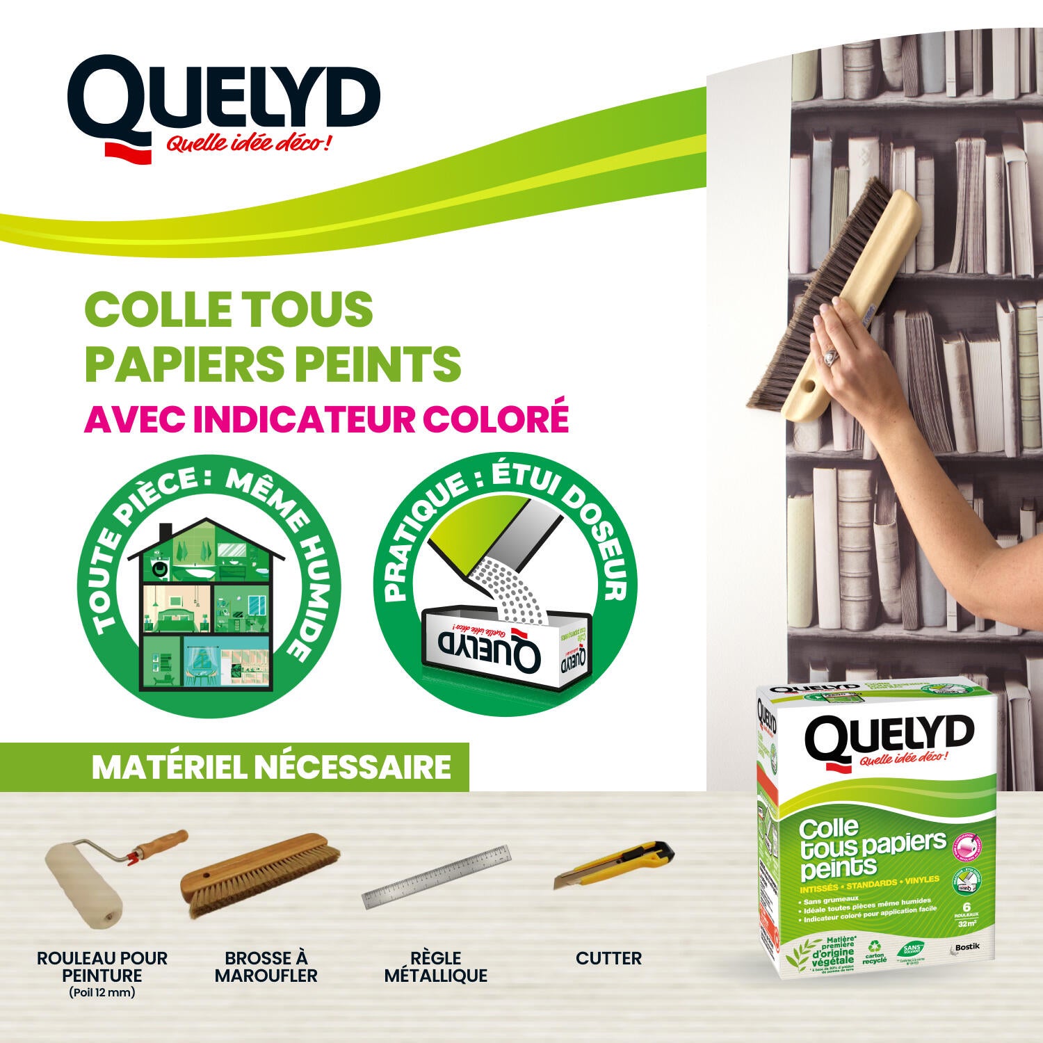 Colle en poudre pour tous types de papiers peints QUELYD, 150g - 5