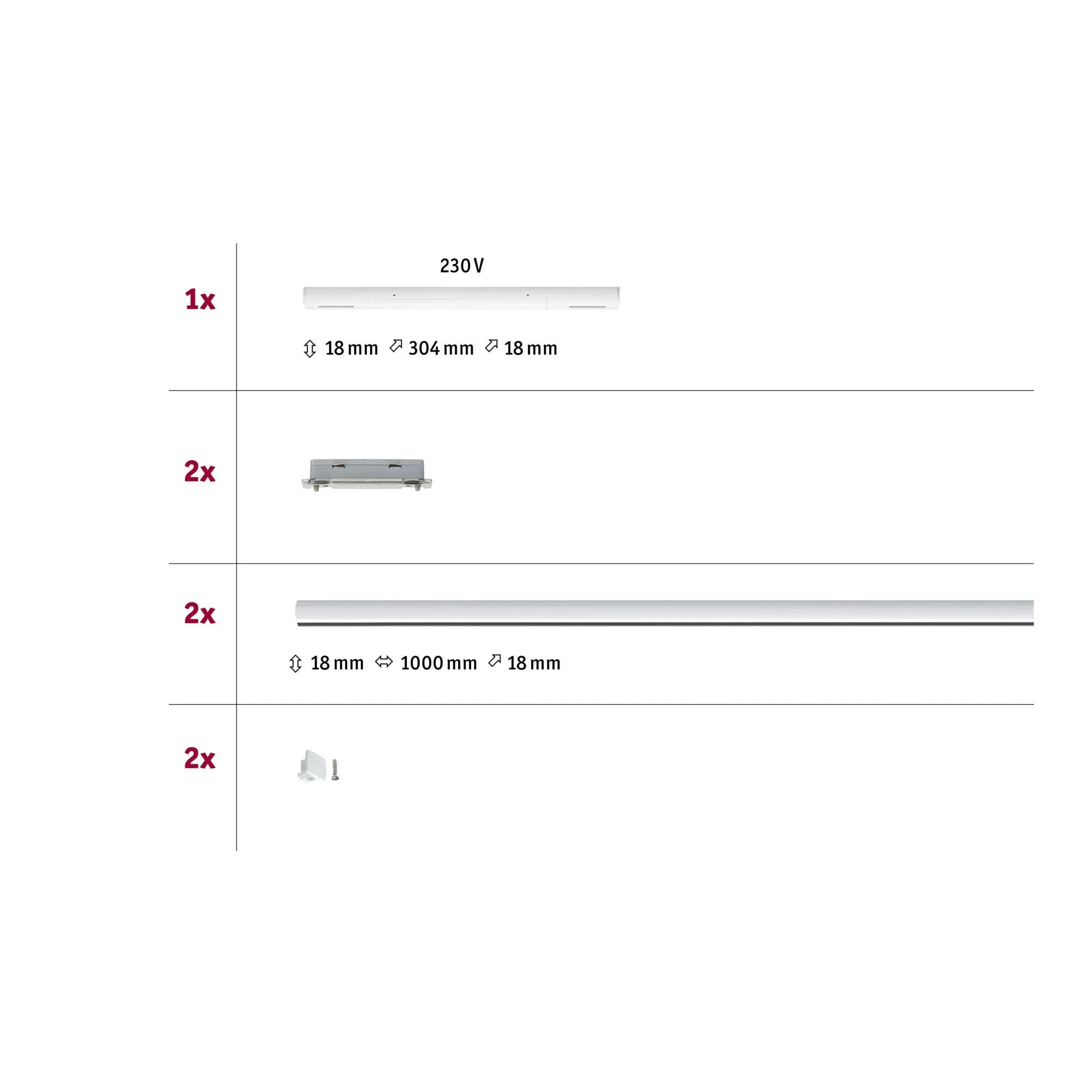 Kit de base sur rail sans spots Urail 2.3m 1000w 230v métal blanc, PAULMANN - 3