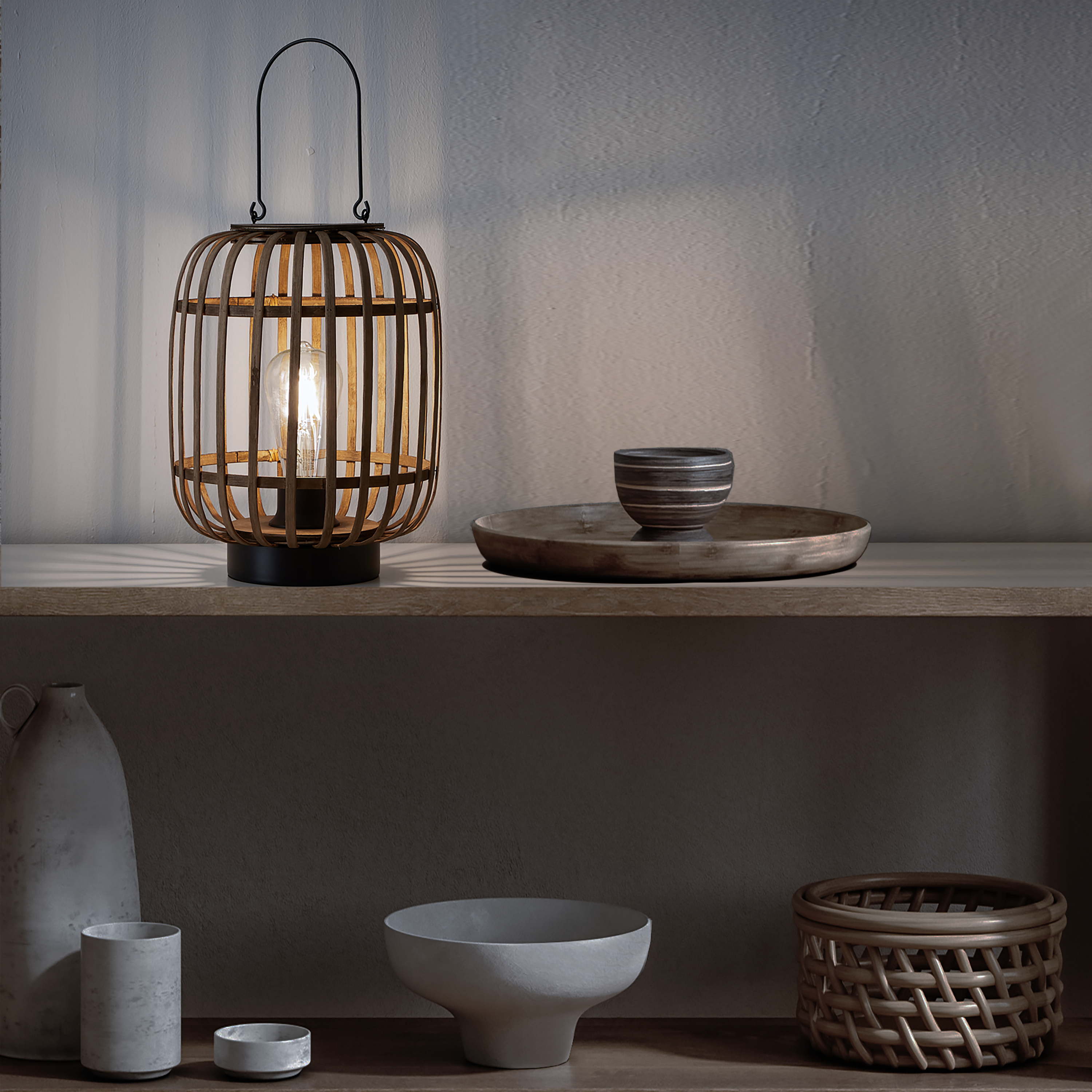 Lampa stołowa Manihi czarna bambus E27 33 cm Inspire - 13