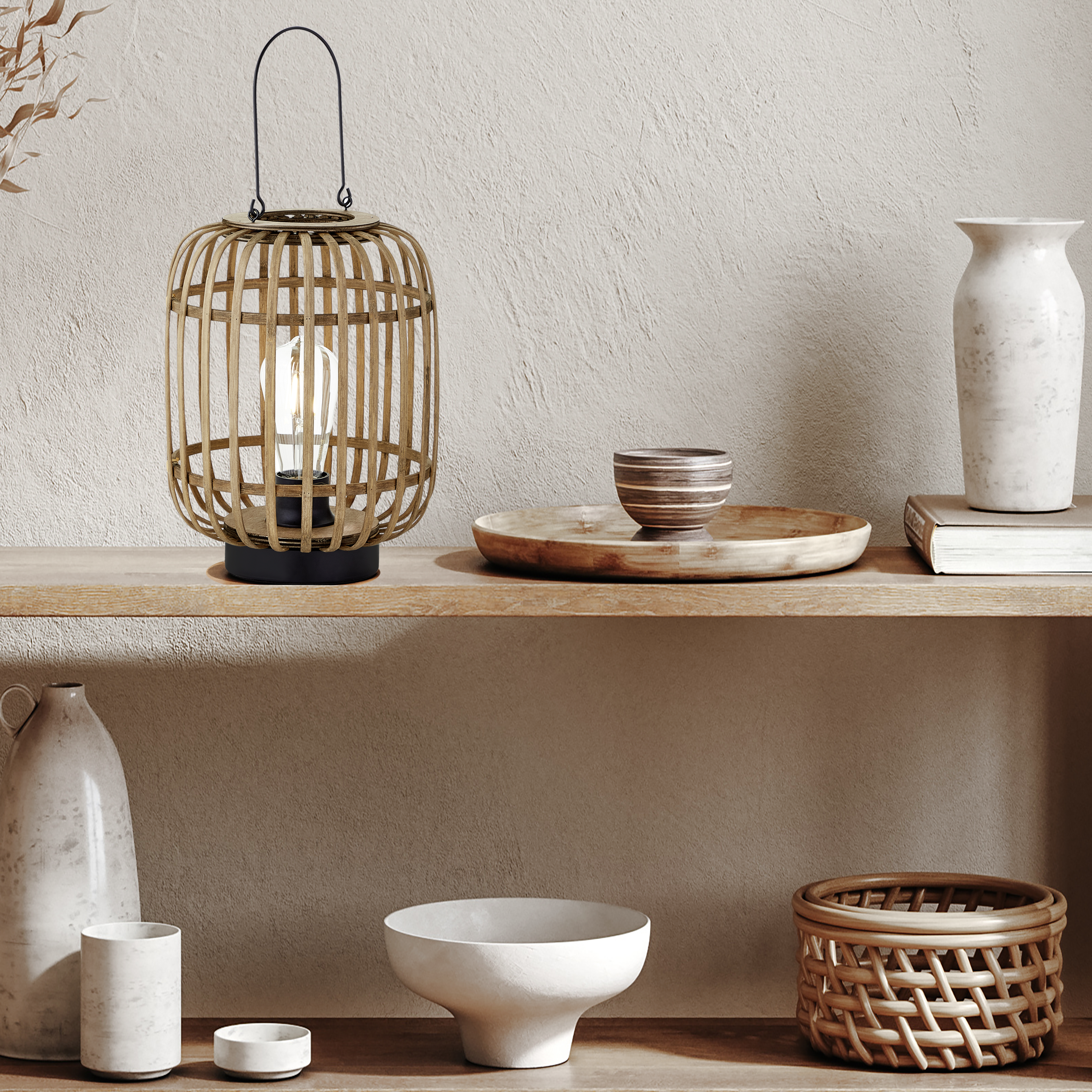 Lampa stołowa Manihi czarna bambus E27 33 cm Inspire - 6