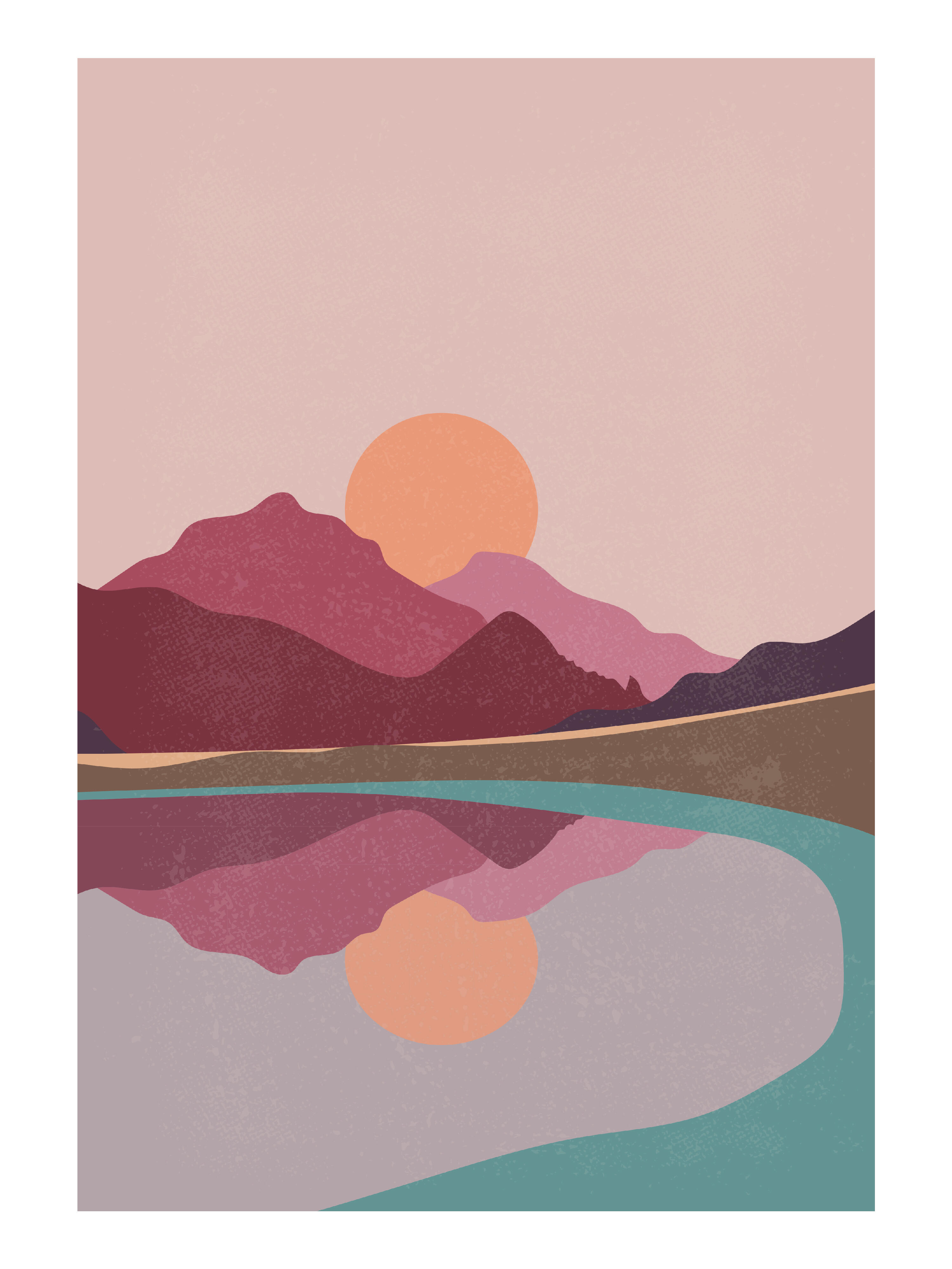 Lámina Naturaleza rectangular de 40 x 30 cm. Papel Atardecer multicolor - 6