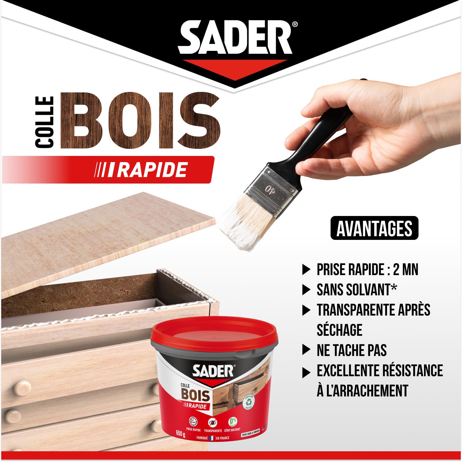 Colle d'assemblage liquide SADER Prise rapide transparent, 650g - 5