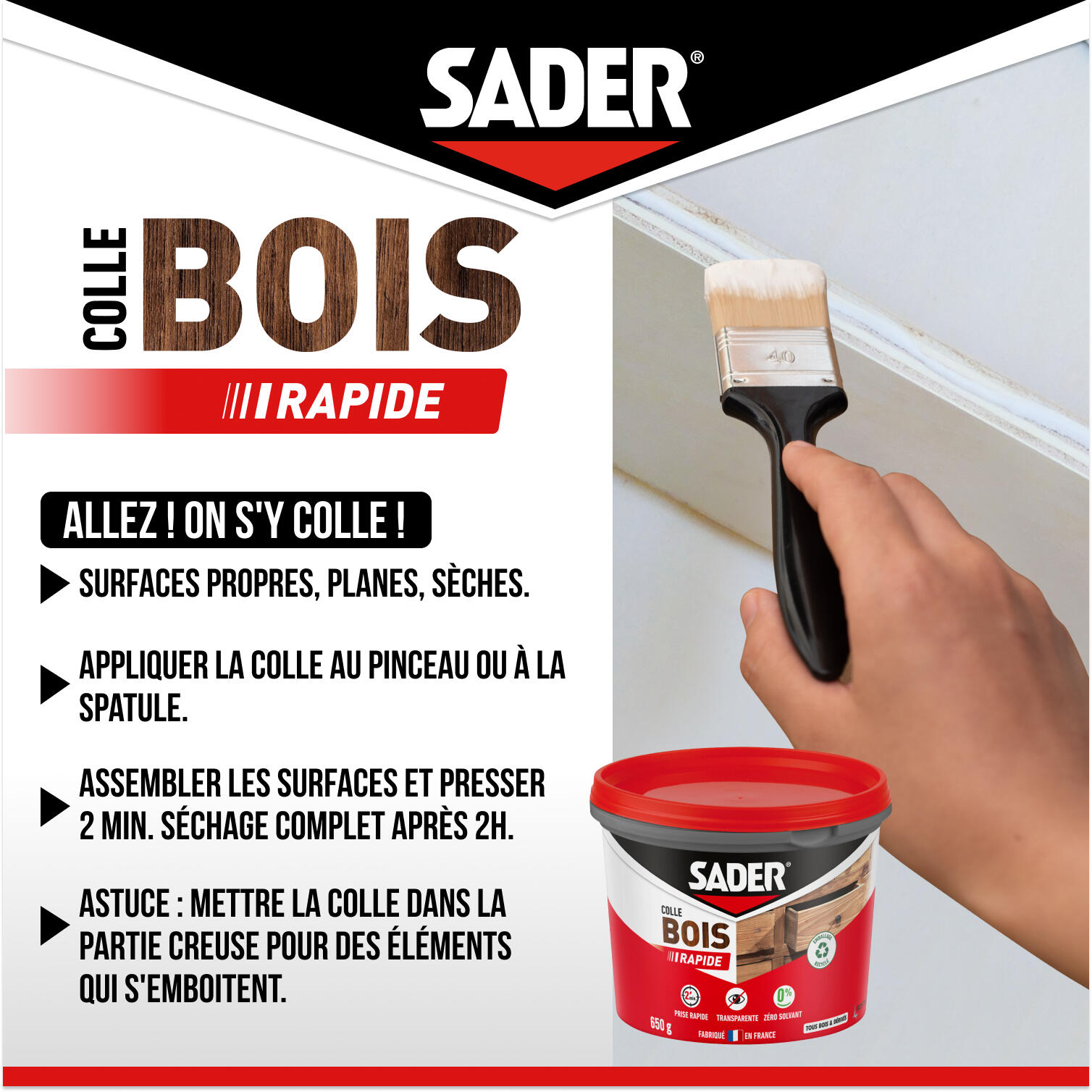 Colle d'assemblage liquide SADER Prise rapide transparent, 650g - 4