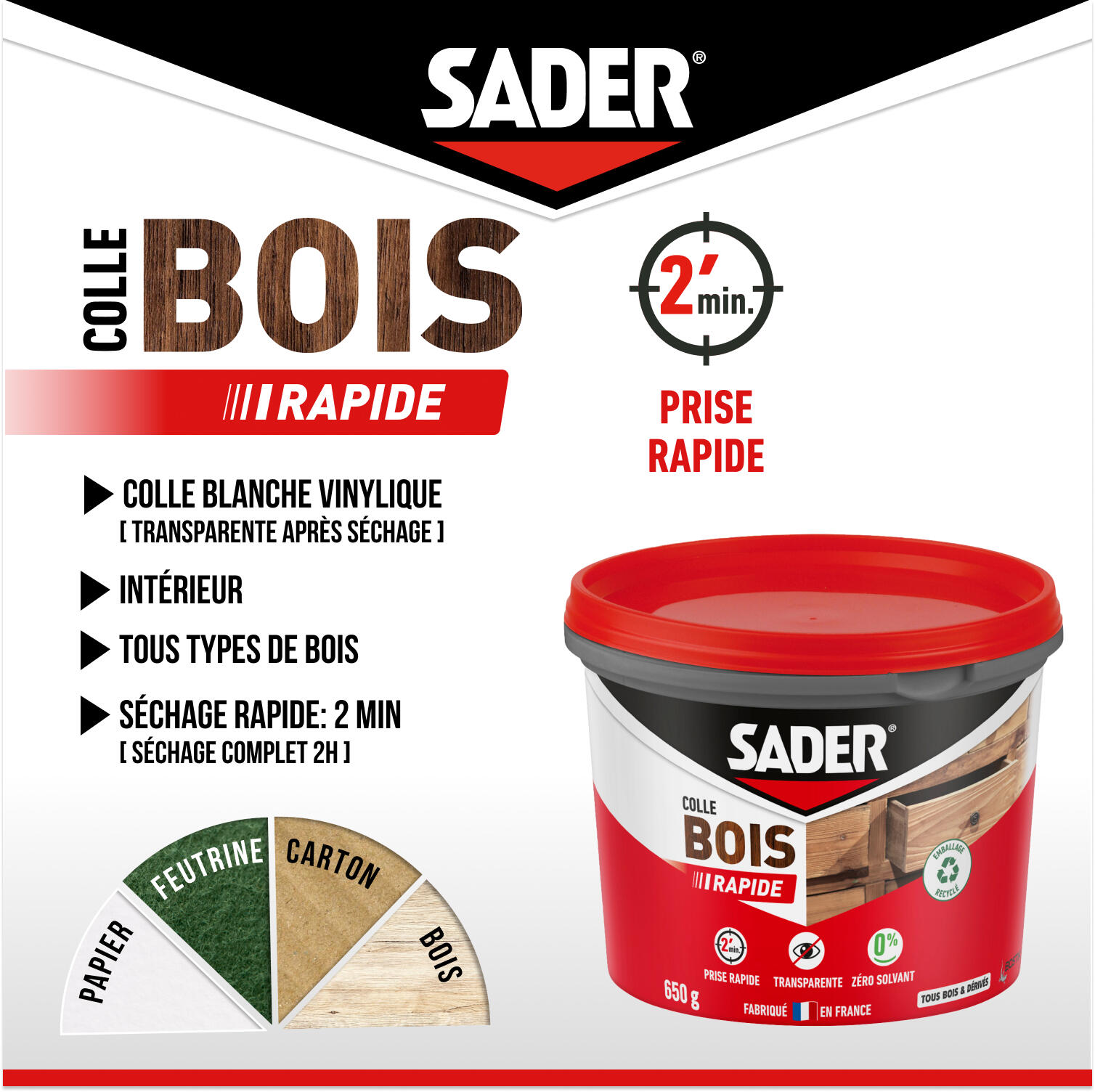 Colle d'assemblage liquide SADER Prise rapide transparent, 650g - 3