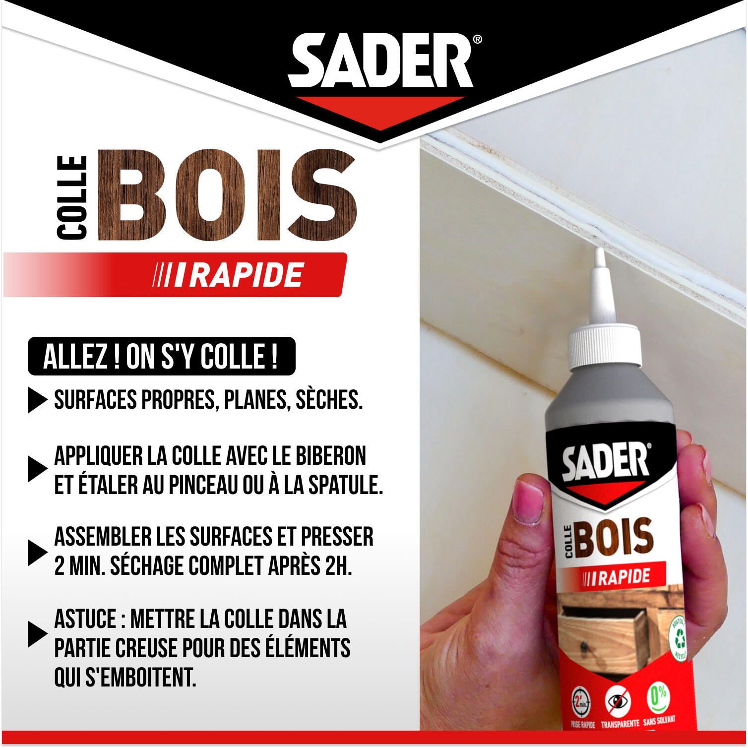 Colle d'assemblage liquide Prise rapide SADER, 250 g transparent - 4